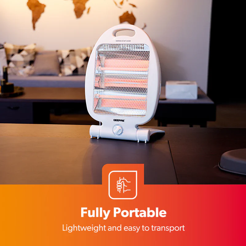 Geepas Quartz Heater GQH9105 | 300W/600W Instant Heating| Safety Tip-Over Switch| Wide-Angle Heat Reflector & Carry Handle |  Energy Efficient Design| 2 Years Warranty - Image 6
