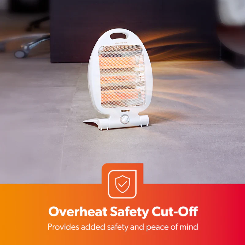 Geepas Quartz Heater GQH9105 | 300W/600W Instant Heating| Safety Tip-Over Switch| Wide-Angle Heat Reflector & Carry Handle |  Energy Efficient Design| 2 Years Warranty - Image 7