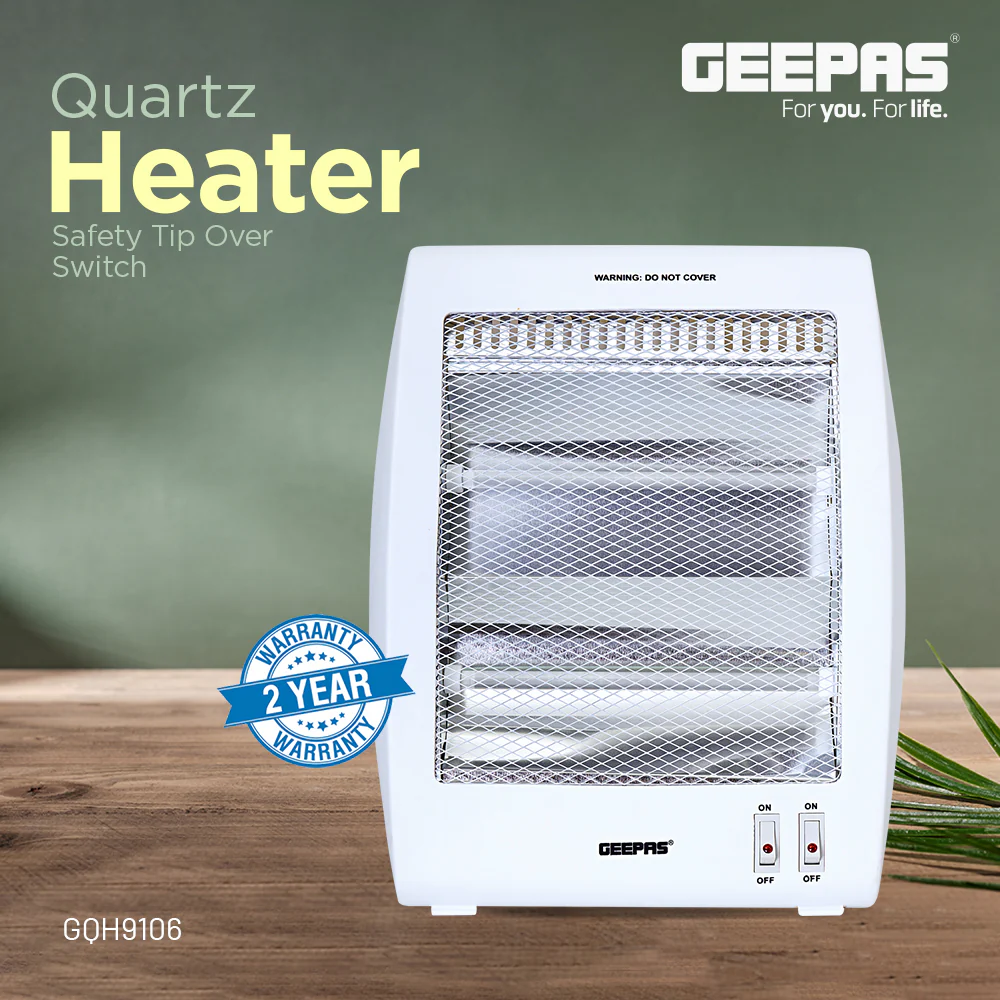 Geepas Quartz Heater GQH9106 | 400W/800W Instant Heating with Safety Tip-Over Switch | Adjustable Thermostat| Energy Efficient Portable Room Heater | 2 Years Warranty - Image 3