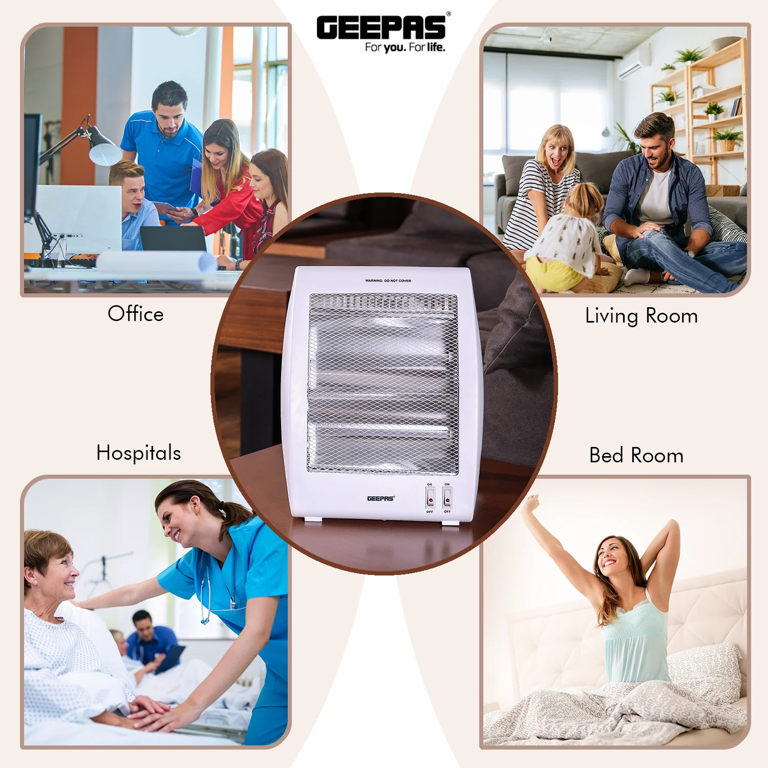 Geepas Quartz Heater GQH9106 | 400W/800W Instant Heating with Safety Tip-Over Switch | Adjustable Thermostat| Energy Efficient Portable Room Heater | 2 Years Warranty - Image 6