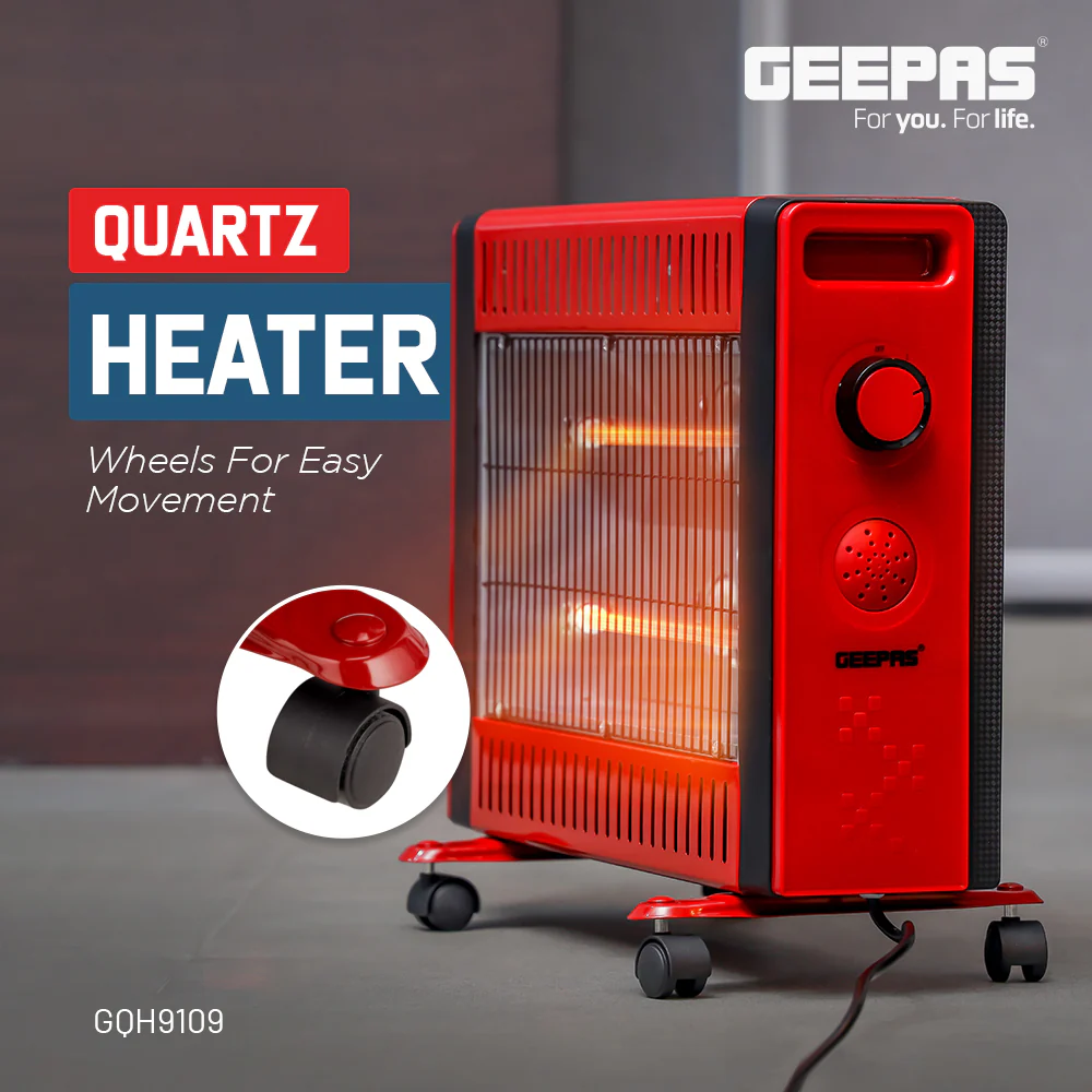 Geepas Quartz Heater GQH9109 | 2 Heat Settings | Adjustable Thermostat | Silent Operation| Instant Heating for Home & Office | Energy Efficient | 2 Years Warranty - Image 3