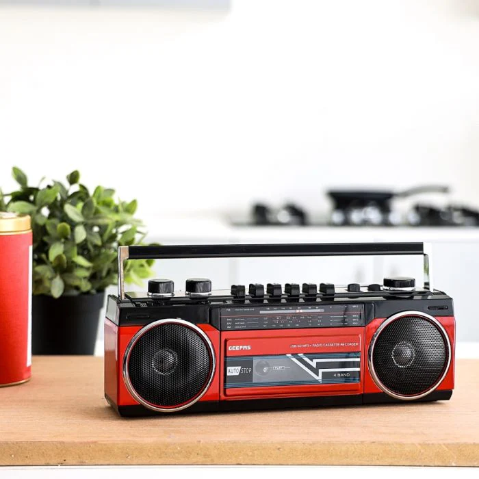 Geepas Radio Casset Recorder - Speakers with USB, SD Slots, MP3 & BT | Cassette Player, Microphone with Recording Function | Autostop Function | 2 Years Warranty - Image 3