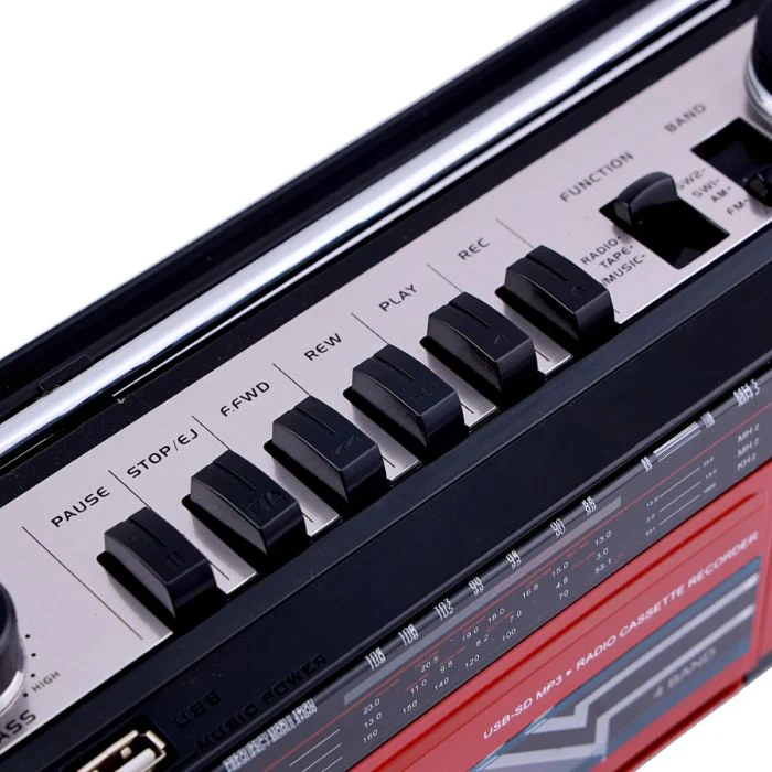 Geepas Radio Casset Recorder - Speakers with USB, SD Slots, MP3 & BT | Cassette Player, Microphone with Recording Function | Autostop Function | 2 Years Warranty - Image 4