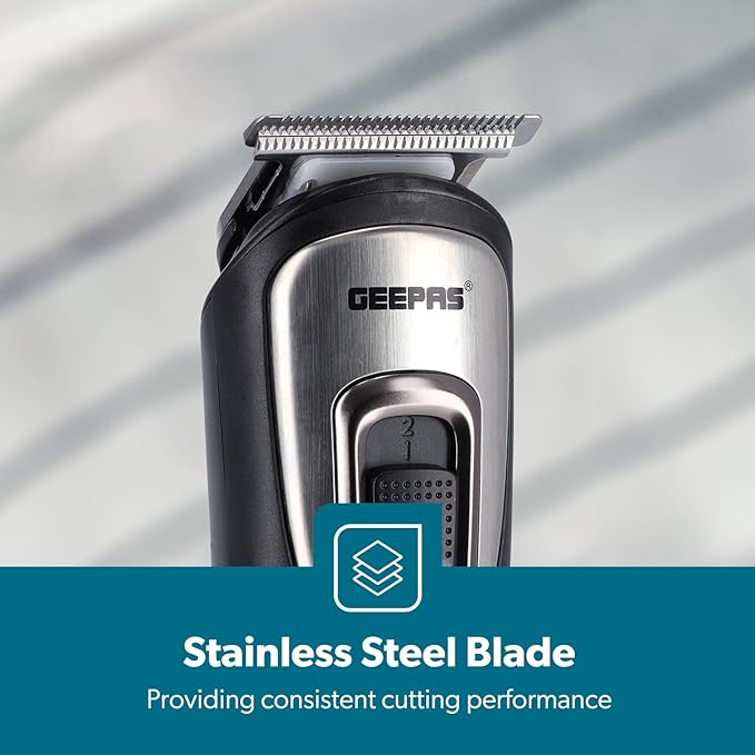 Geepas Rechargeable 11-in-1 Grooming Kit GTR8300 | Hair Clipper| Beard Trimmer| Precision Shaver| Nose & Ear Trimmer| USB Charging| LED Indicator| Complete Styling Set - Image 3