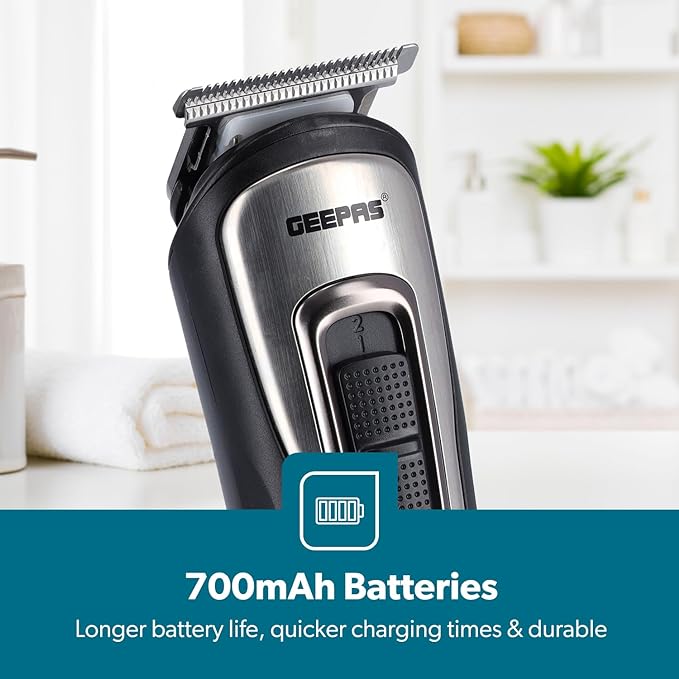 Geepas Rechargeable 11-in-1 Grooming Kit GTR8300 | Hair Clipper| Beard Trimmer| Precision Shaver| Nose & Ear Trimmer| USB Charging| LED Indicator| Complete Styling Set - Image 5
