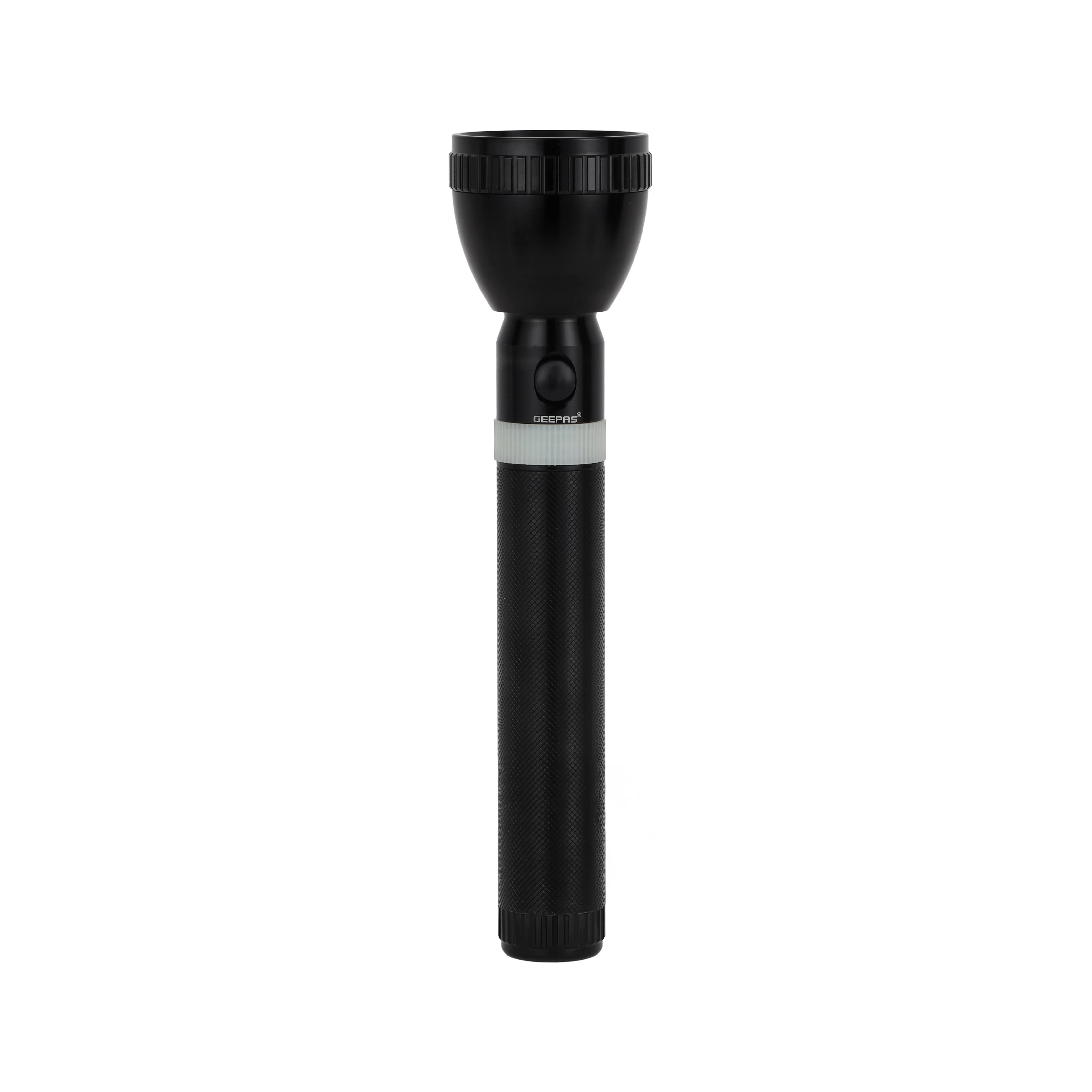 Geepas Rechargeable LED Flashlight 287mm- Hyper Bright White 2500 Meters Range, High Beam LED Flashlight| Pocket Flashlight with Charger | Ideal for Patrolling, Trekking, Emergency Power Cut