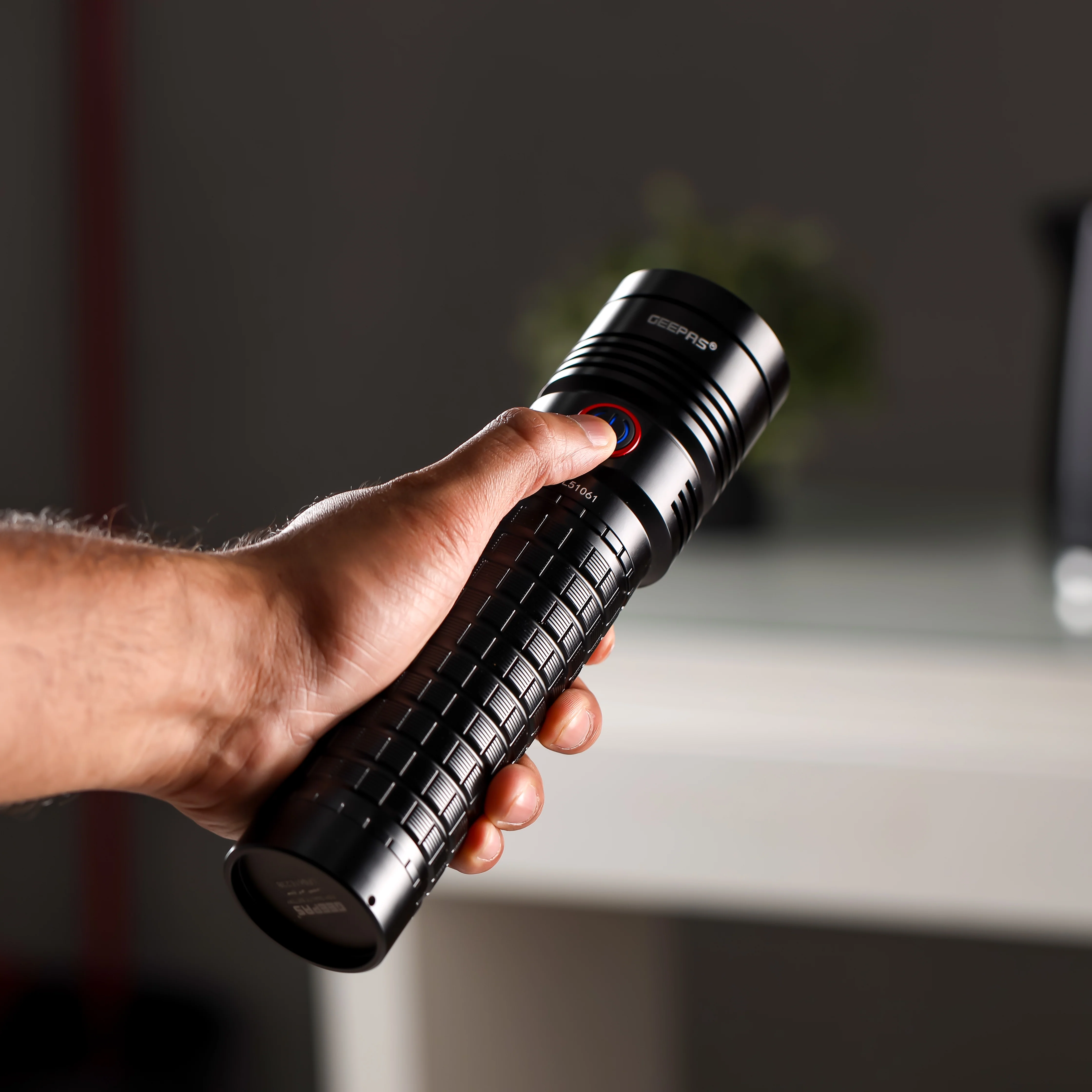 Geepas Rechargeable LED Flashlight- GFL51061/ 50W, 6500-8000K, Perfect for Indoor and Outdoor Use, 30 Hours Continuous Working/ with Aircraft Aluminum Housing - Image 2