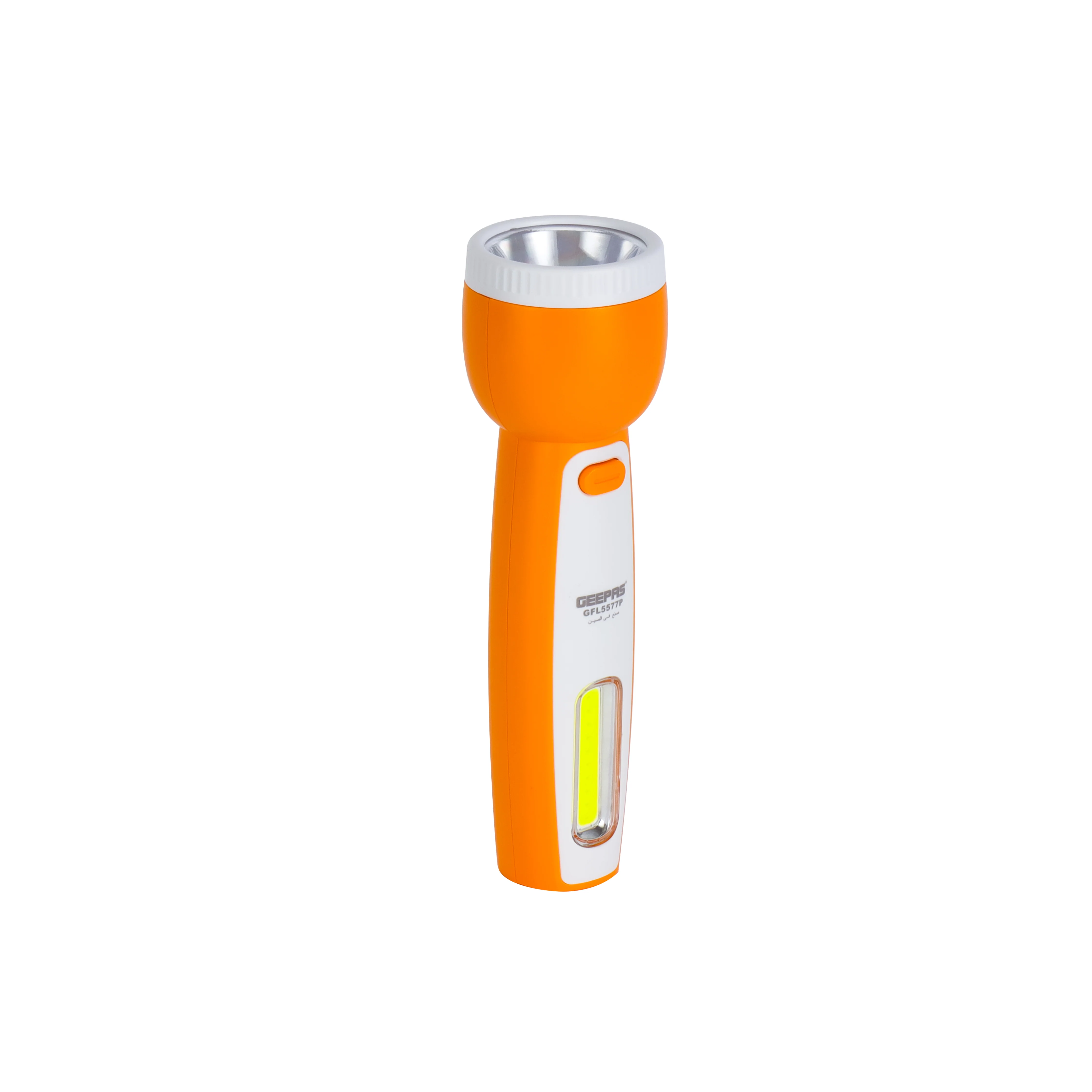 Geepas Rechargeable LED Flashlight with Side Light- GFL5577P/ Perfect for Indoor and Outdoor Use, 5 Hours Working/Dual Modes, Fast Charging/ Orange, 2 Years Warranty - Image 2