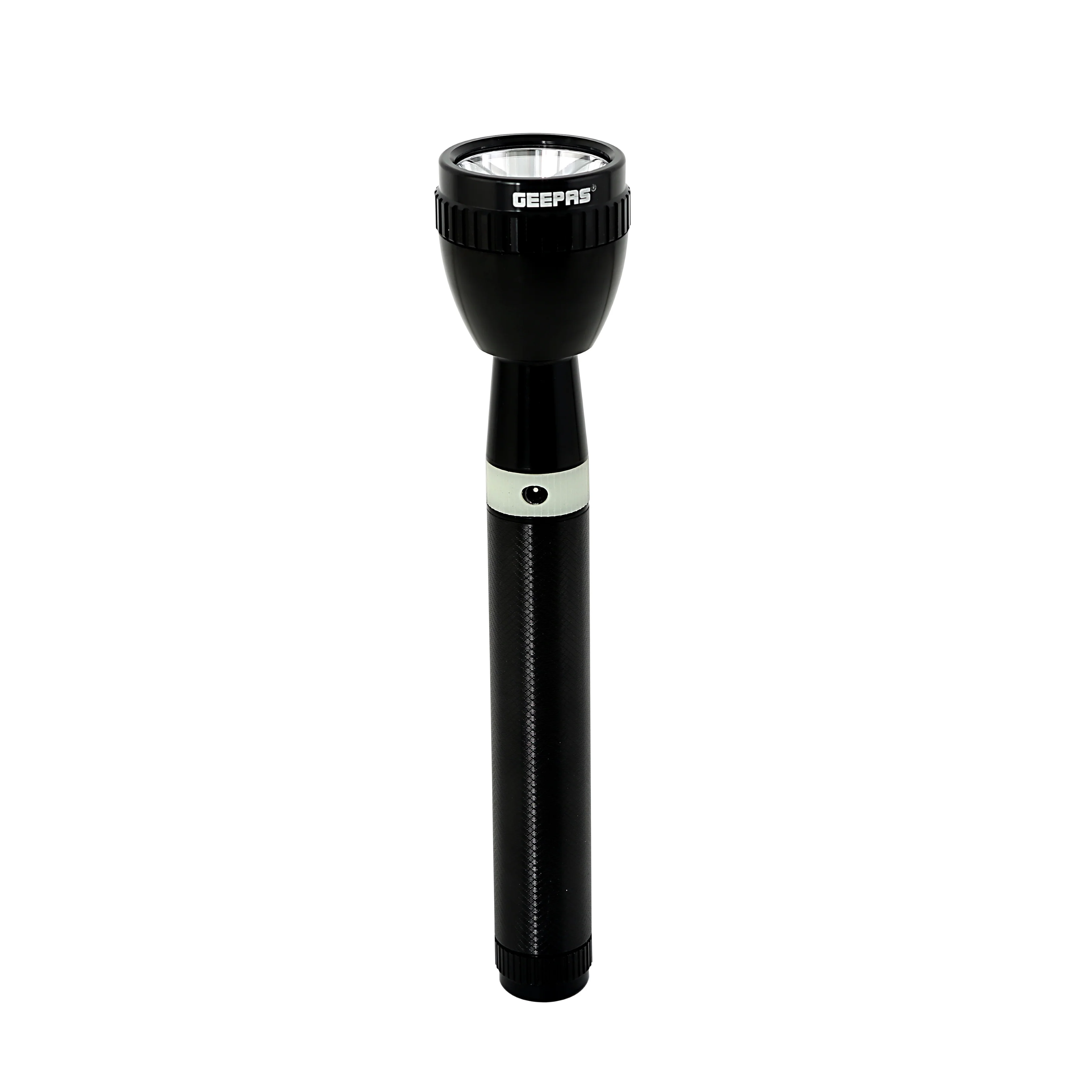 Geepas Rechargeable LED Flashlight | Hyper Bright Cool White Micro Chip LED Torch Light | Built-in 2000mAh Battery | 1800M Distance Range | Powerful Torch for Indoor & Outdoor Activities