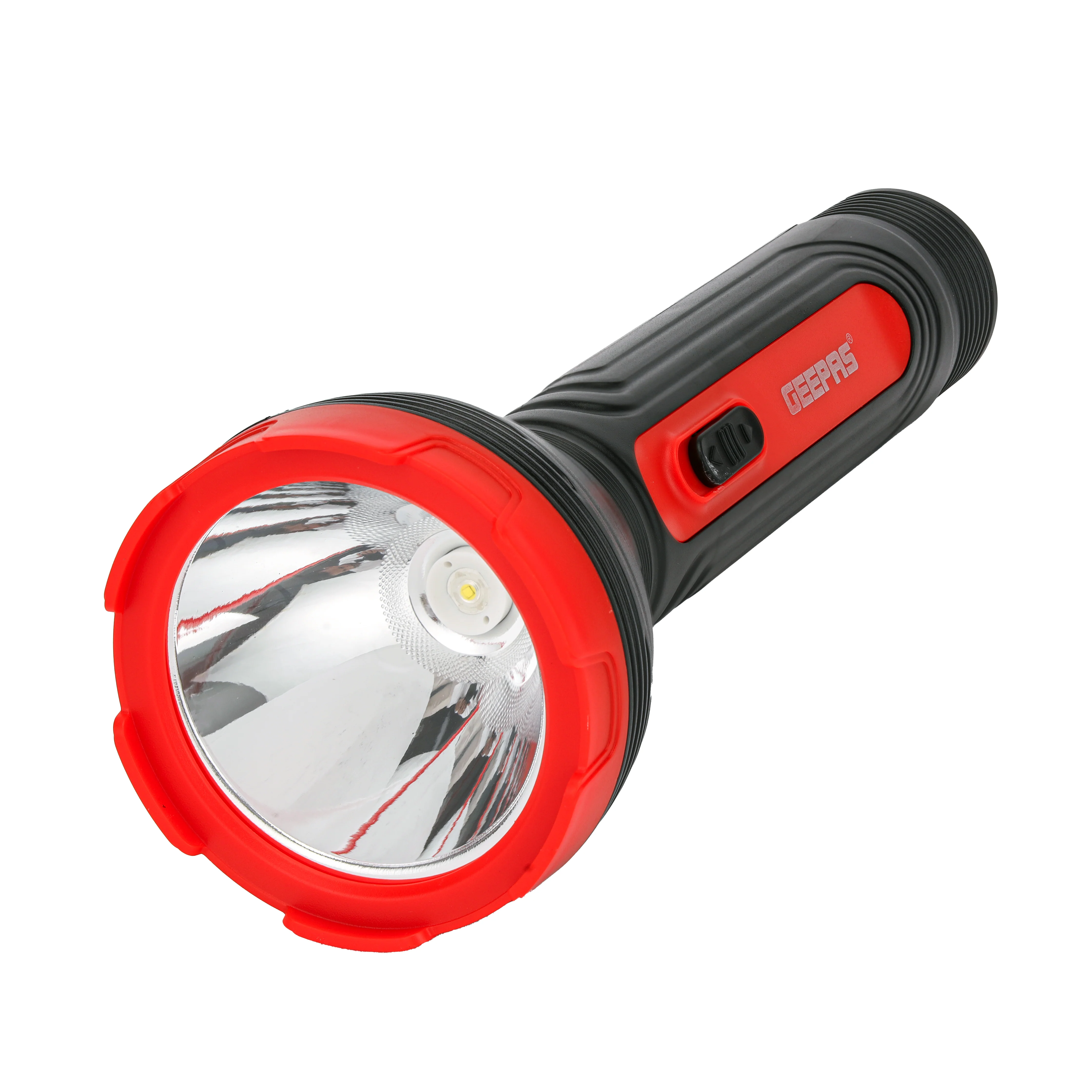Geepas Rechargeable LED Torch GFL51090 | Big LED Chip with Aluminum Reflective Cup, Ripple Pattern Shell, 5H Backup, Lead-Acid Battery, Compact Design,  2-Year Warranty - Image 5
