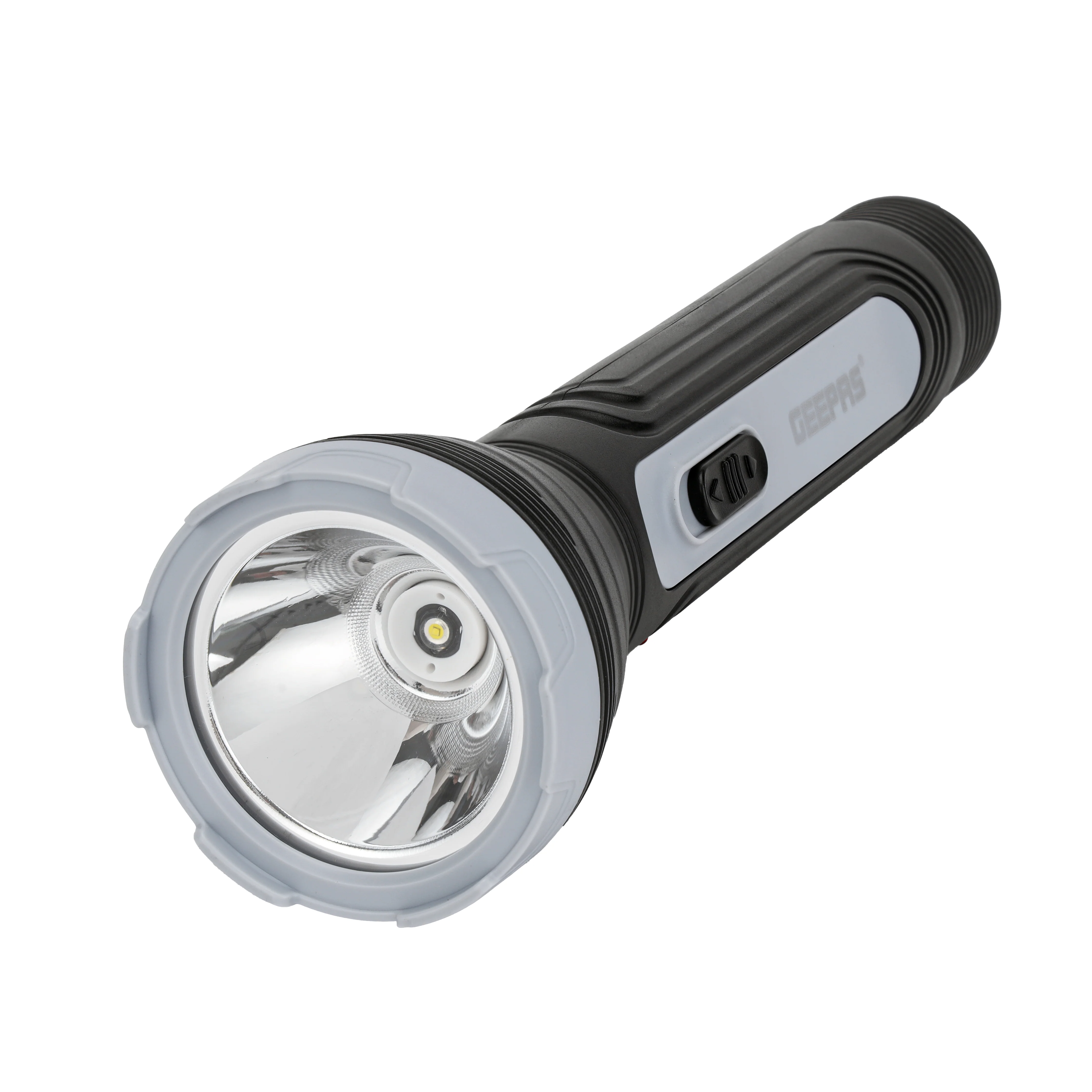 Geepas Rechargeable LED Torch GFL51091 | Big LED Chip with Aluminum Reflective Cup, Ripple Pattern Shell, 4H Backup, Ideal for Indoor & Outdoor Use, 2-Year Warranty - Image 5
