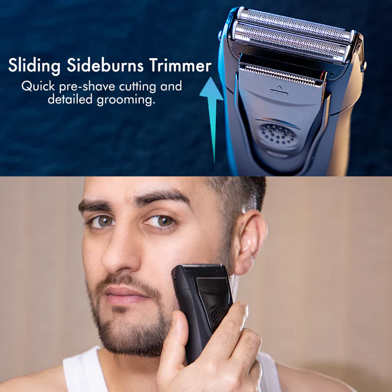 Geepas Rechargeable Men’s Shaver – GSR8707 |Dual Floating Blades| Pop-Up Trimmer| Cordless Operation| LED Indicator| Rechargeable Battery| Wet & Dry Use| 2 Years Warranty - Image 3