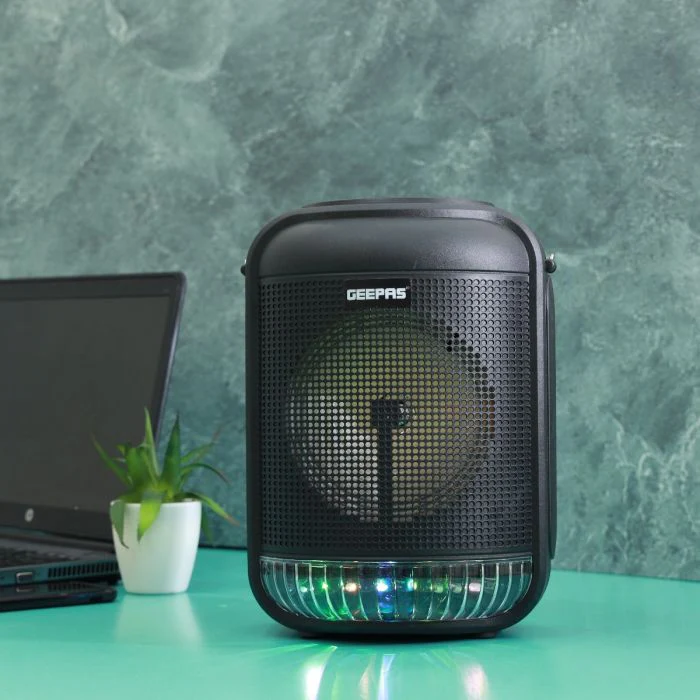 Geepas GMS11186 Rechargeable Portable Speaker | 25000W PMPO| Bluetooth & TWS| 6.5” Woofer| FM/USB/TF/AUX| LED Light| Wireless Mic| 3.7V 1800mAh Battery| 2 Years Warranty - Image 3