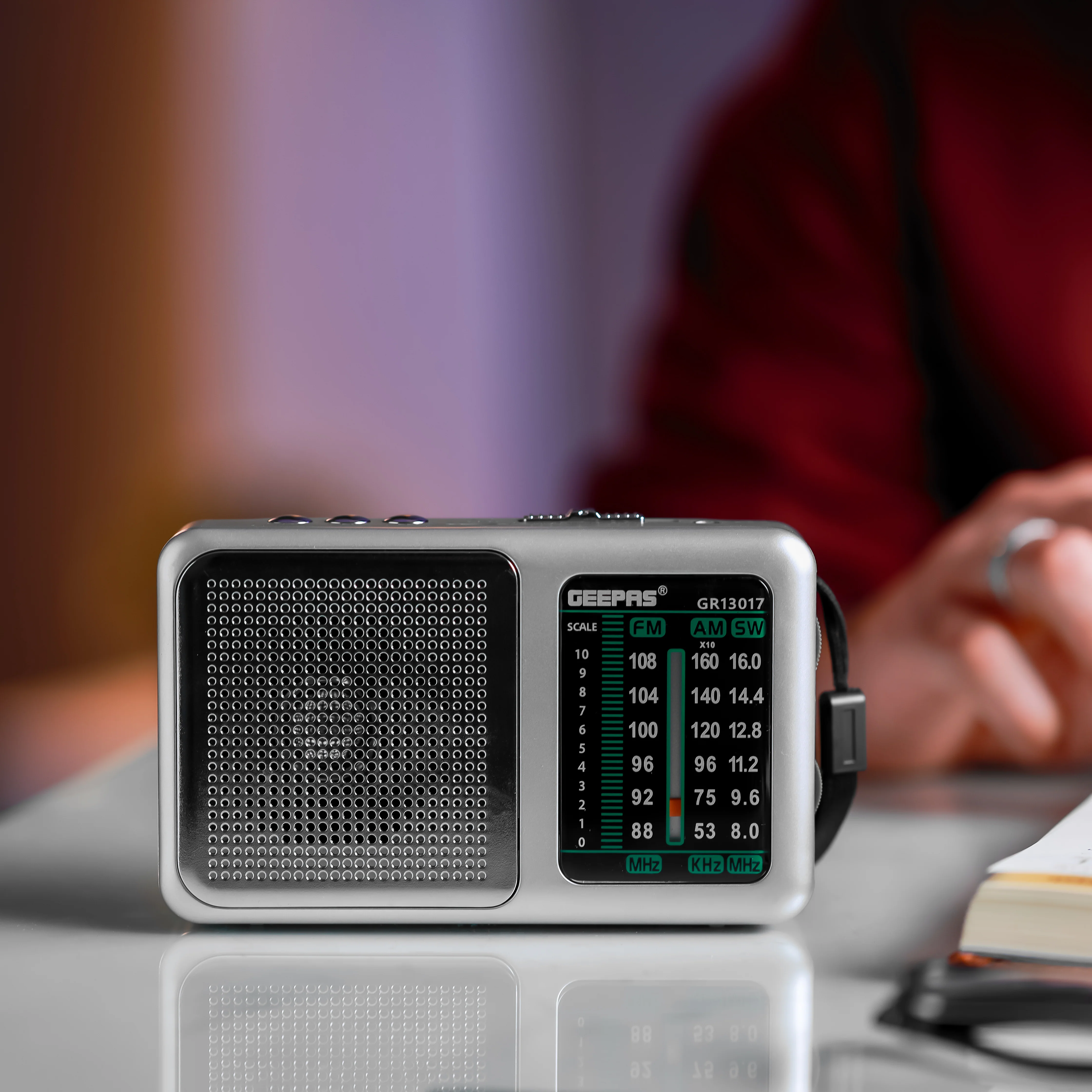 Geepas Rechargeable Radio with Bluetooth-GR13017|BT/FM/AM/SW/TF,3 Band Radio|DC 3V (AAAx2)|Perfect for Home, Office Etc. Retro Design and Premium Quality|2 Years Warranty - Image 2