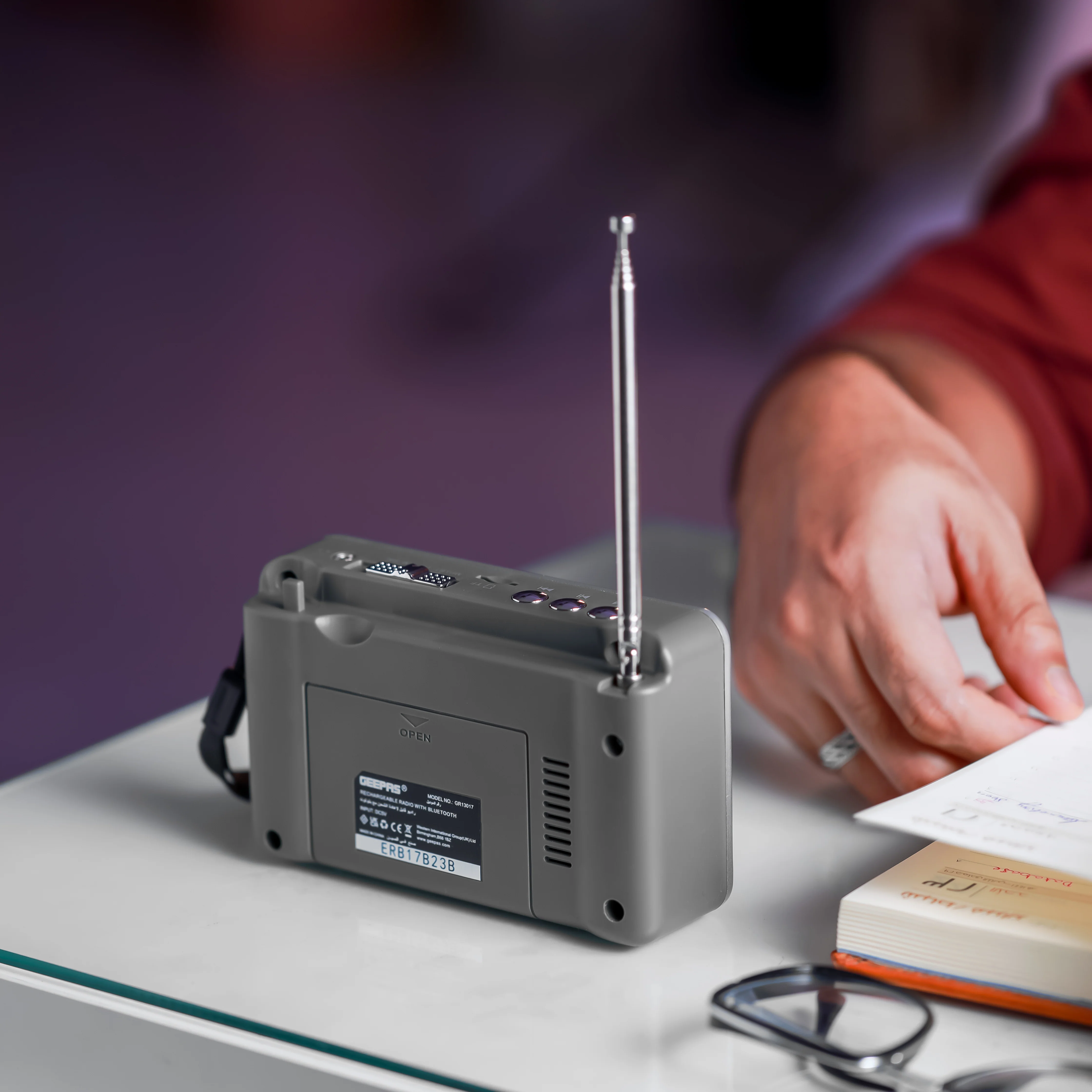 Geepas Rechargeable Radio with Bluetooth-GR13017|BT/FM/AM/SW/TF,3 Band Radio|DC 3V (AAAx2)|Perfect for Home, Office Etc. Retro Design and Premium Quality|2 Years Warranty - Image 5