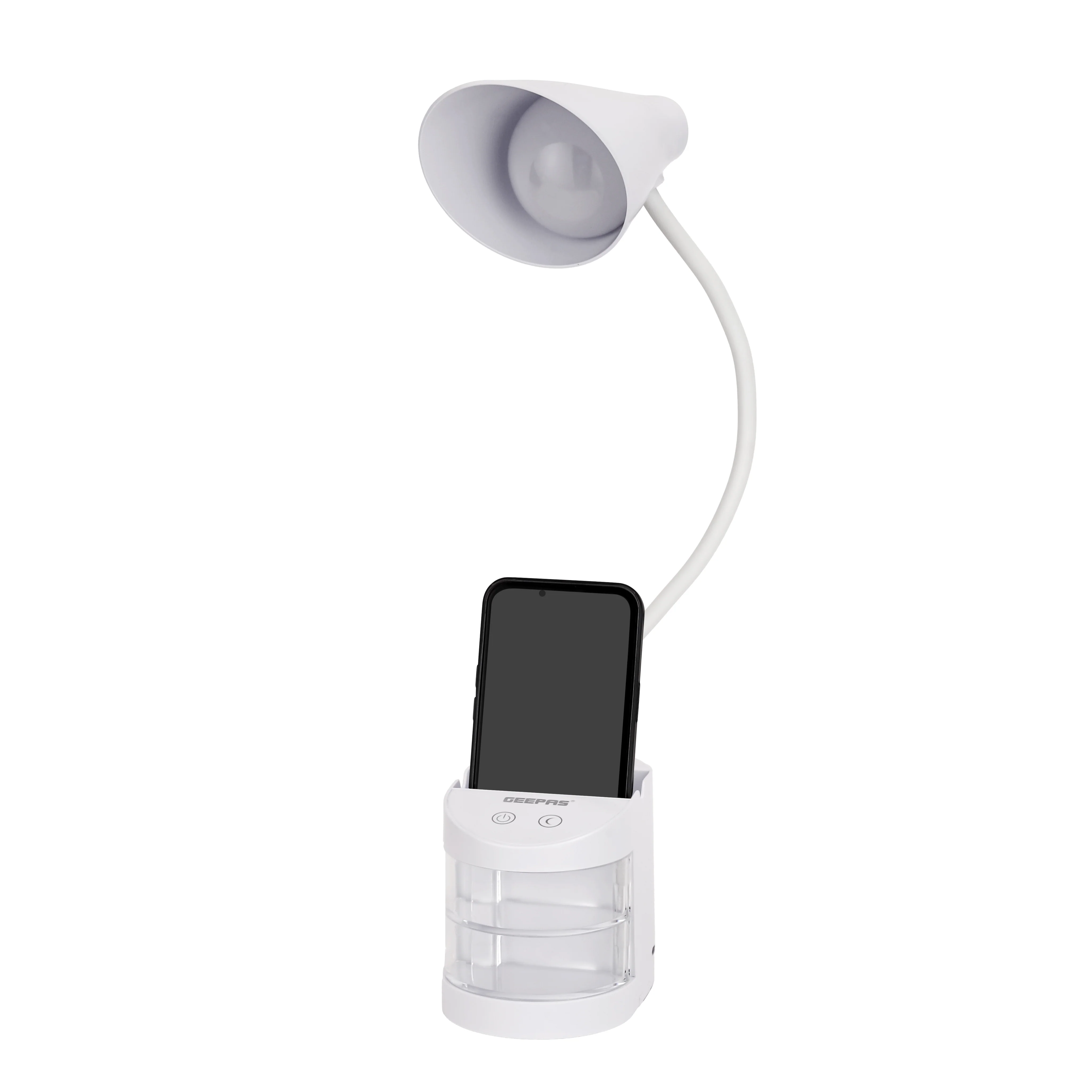 Geepas GDL53039 Rechargeable Reading Lamp |Table Light with Pencil Vase, Transparent Storage Box, Adjustable Silicone Tube, Lithium Battery, 12H Backup, 2Year Warranty - Image 4