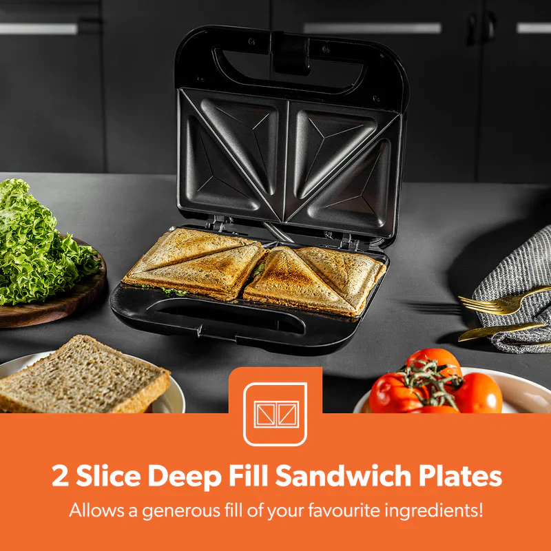 Geepas Sandwich Maker GSM36533UK | 750W Powerful Toaster| Non-Stick Plates| Power & Ready Light| Cool Touch Handle| Easy to Clean & Overheat Protection | 2-Year Warranty - Image 3