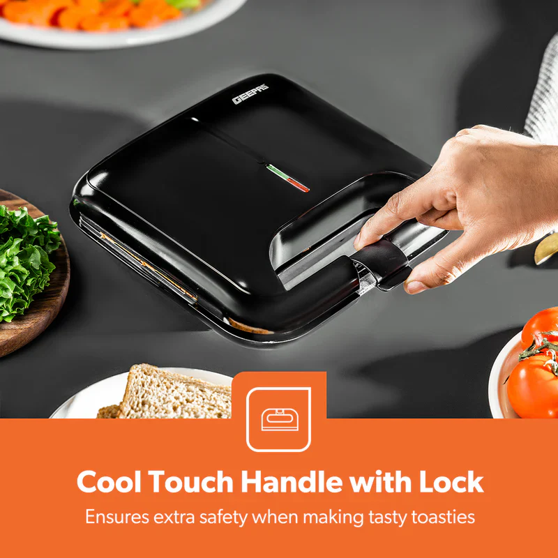 Geepas Sandwich Maker GSM36533UK | 750W Powerful Toaster| Non-Stick Plates| Power & Ready Light| Cool Touch Handle| Easy to Clean & Overheat Protection | 2-Year Warranty - Image 6
