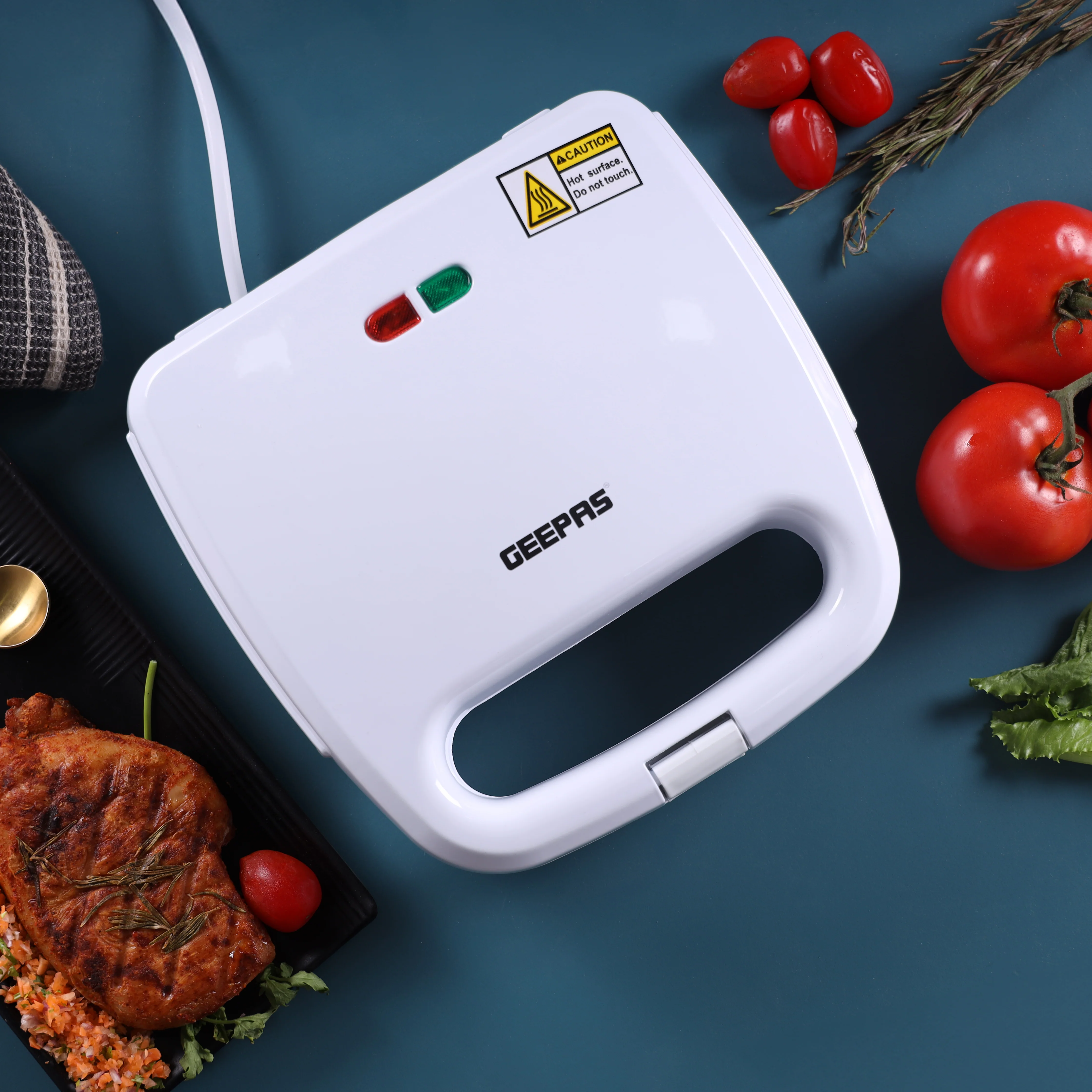 Geepas GGT686 Grill Maker | 750W Compact Electric Sandwich & Snack Maker with Non-Stick Cooking Plates| Power & Ready Indicator Lights| Easy to Clean| 2 Years Warranty - Image 4