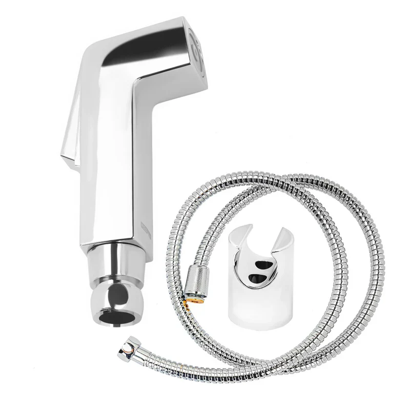 Geepas Shattaf Set- GSW61052|Soft Spray, Non-Stop Water Jet, Switch Tested Up to 30000 Times|High-Quality ABS Material, High Grade Chrome, 1/2" Standard Connector| Silver