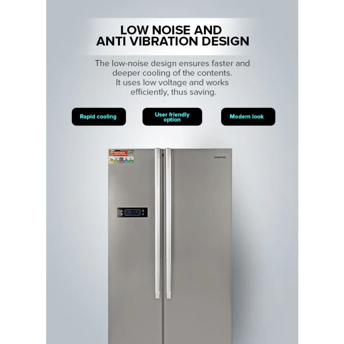 Geepas Side By Side Refrigerator, 550 Litre, GRFS5520SXHN | Digital Control Temperature Display | Inverter Compressor | Tempered Glass Shelf, Twist Ice Maker | Smart Eco, Super Freezing - Image 7