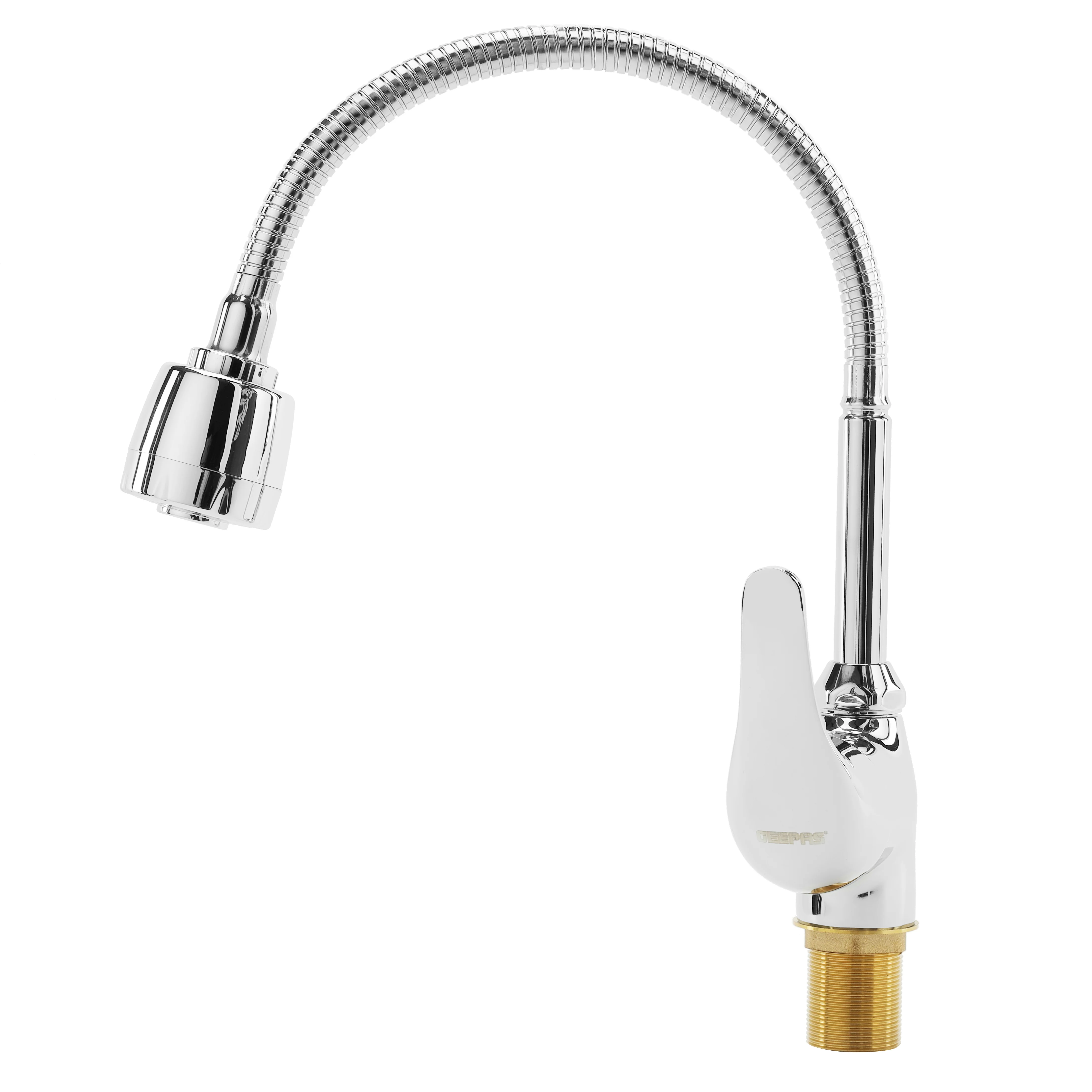 Geepas Single Lever Sink Mixer GSW61149 | Brass Deck Mounted Tap|Solid Metal Handle | Ceramic Cartridge | Leak-Proof | 360° Swivel Spout with ABS Aerator,5Years Warranty - Image 3
