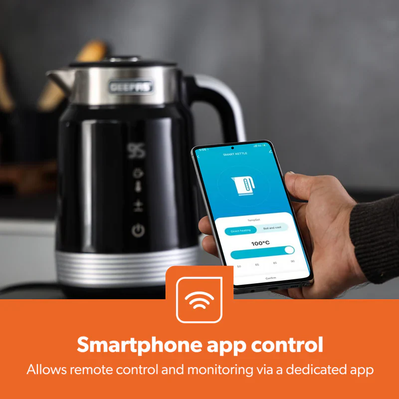 Geepas Smart Stainless Steel Kettle 1.7L GK38034 | WiFi & Voice App Control| Smart Temperature Settings| Fast Boiling| Auto Shut-Off | Durable Design | 2 Years Warranty - Image 2