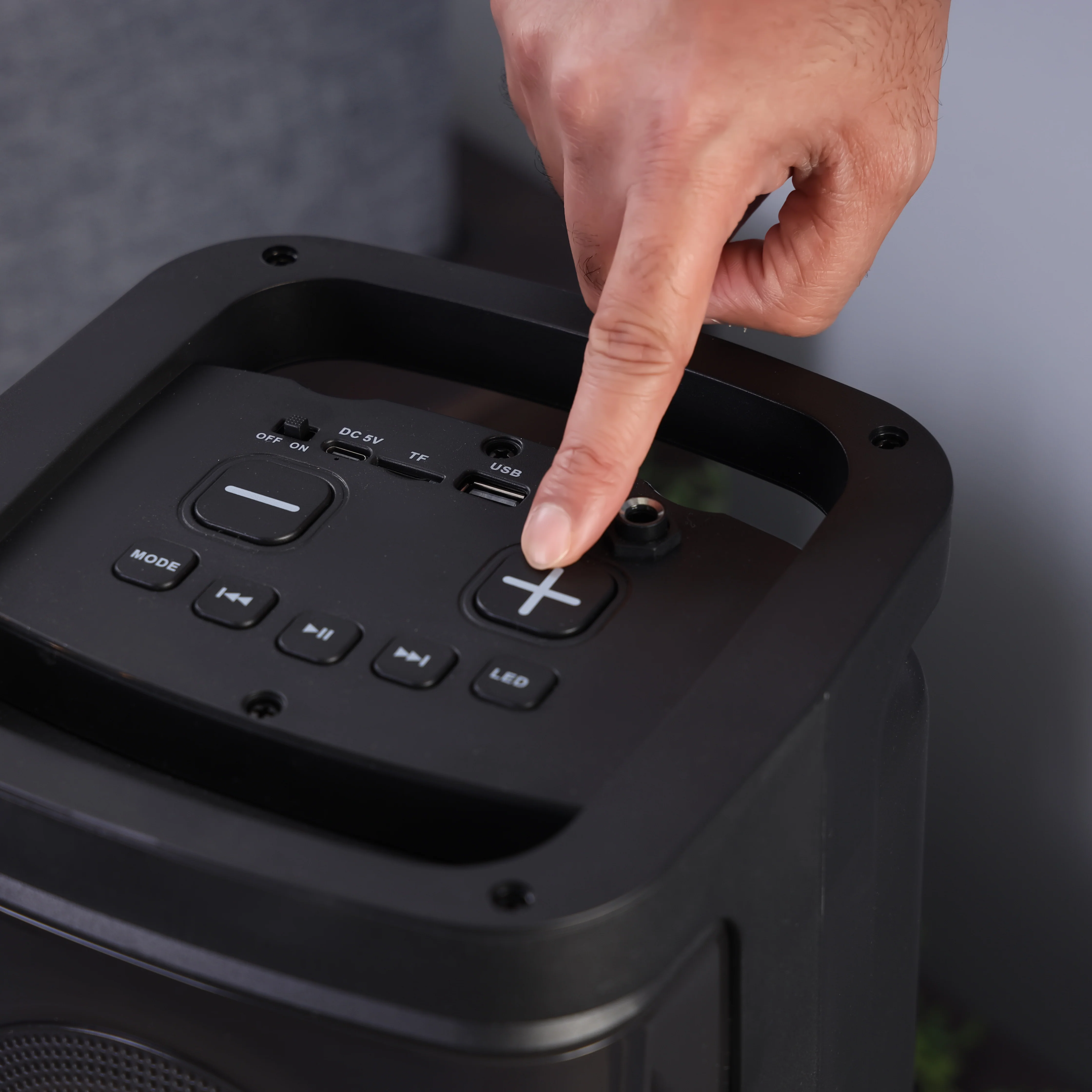 Geepas Rechargeable Portable Speaker GMS11193 | 20000W PMPO, RGB Light, USB, TF, TWS, FM, Bluetooth, VHF Mic | With Remote | For Parties & Home | Black, 2-Year Warranty - Image 4
