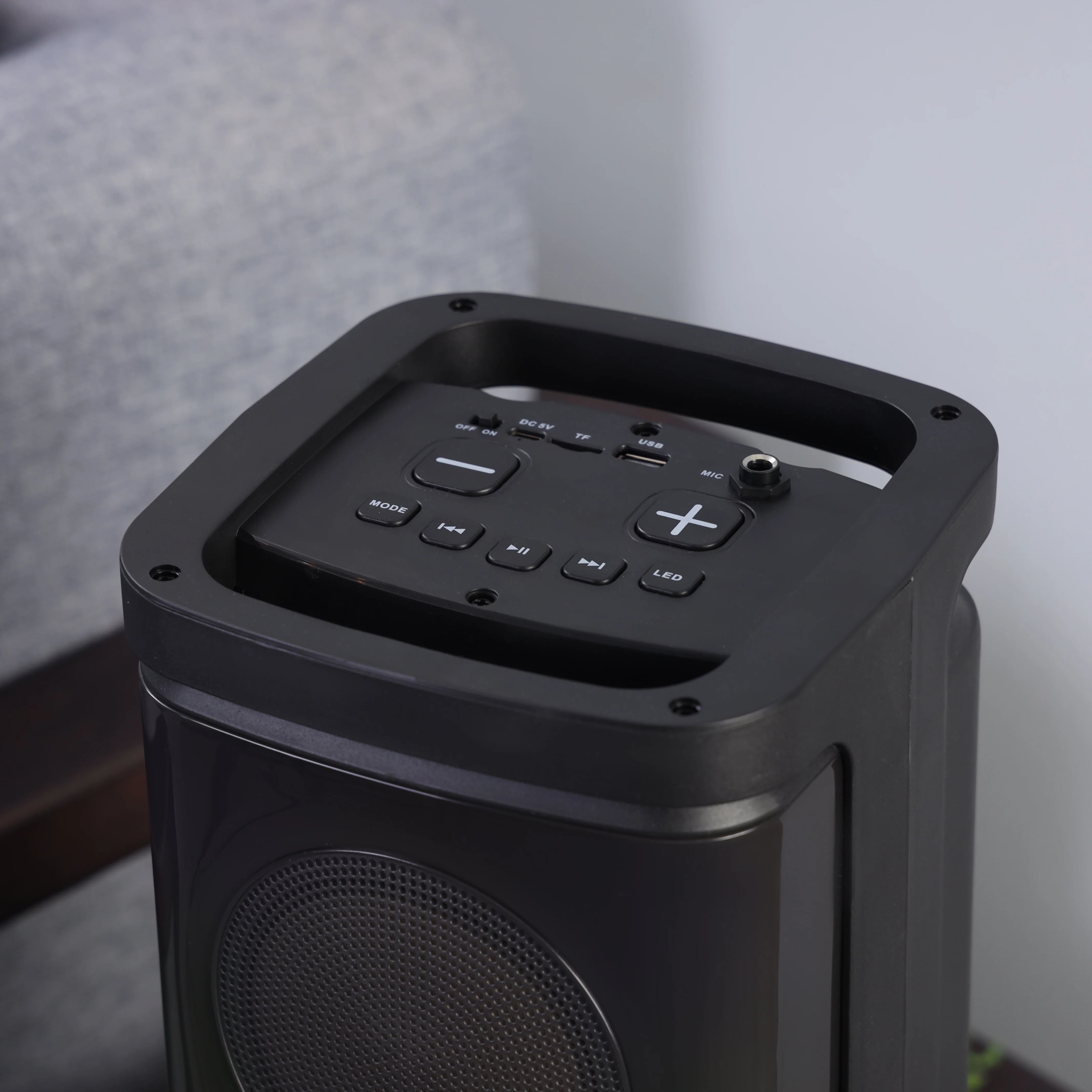 Geepas Rechargeable Portable Speaker GMS11193 | 20000W PMPO, RGB Light, USB, TF, TWS, FM, Bluetooth, VHF Mic | With Remote | For Parties & Home | Black, 2-Year Warranty - Image 5