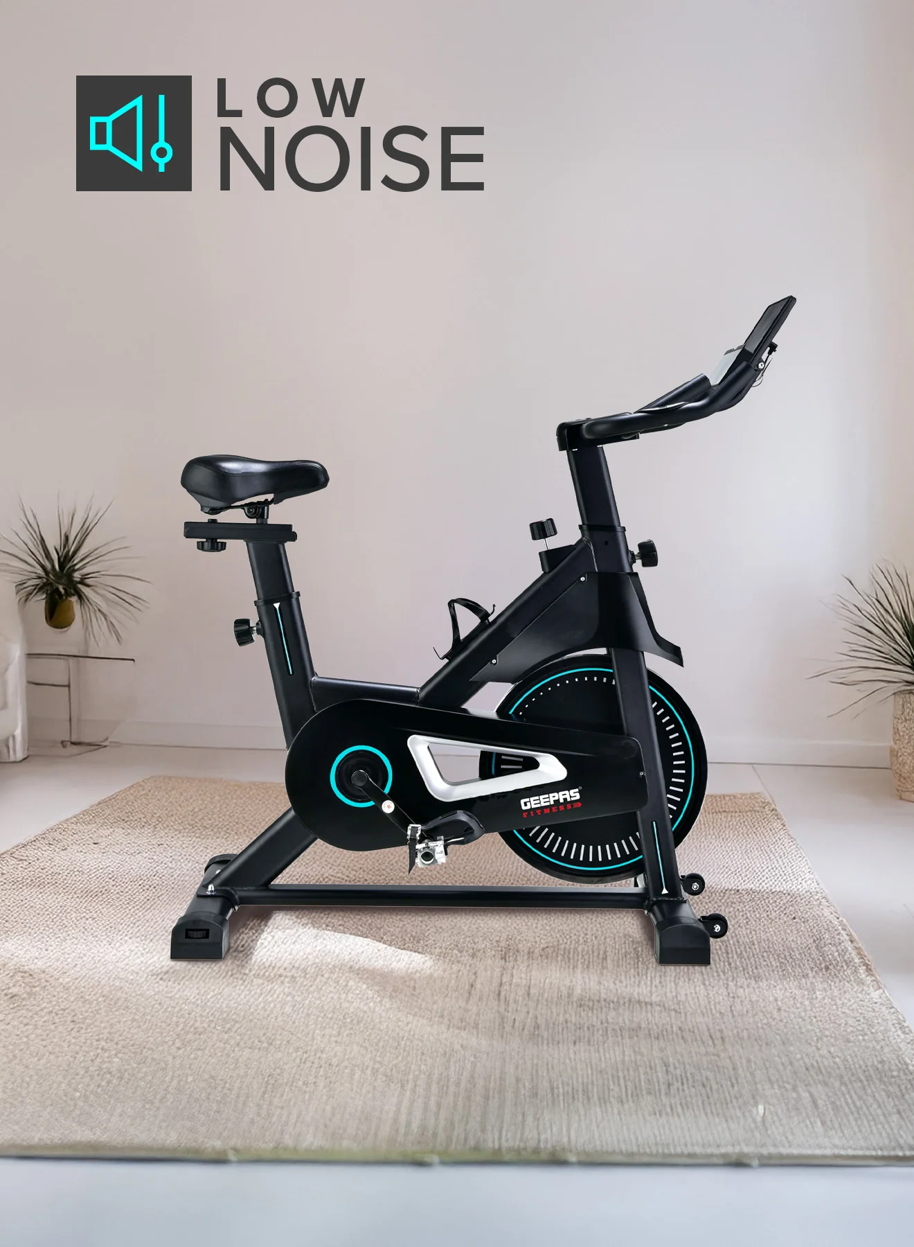 Geepas Spin Bike- GFT90004/ Low Noise, with Emergency Break and Digital Display/ Adjustable Seat, Handlebar, Resistance/ Perfect for Home Workout, Weight Loss Training/ Black, 2 Years Warranty - Image 4