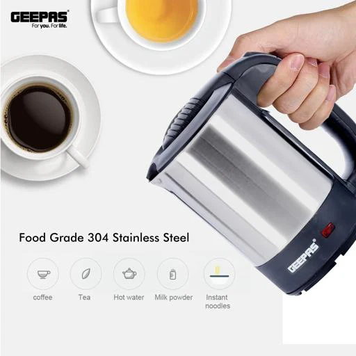 Geepas Stainless Steel Car Kettle GK38041 | 0.5L Travel Electric Kettle| 12V Car Adapter| Fast Boiling| Durable Stainless Steel Body| Safety Features| 2 Year Warranty - Image 3