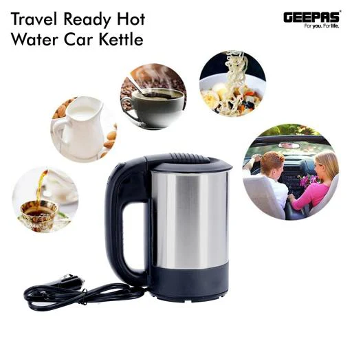 Geepas Stainless Steel Car Kettle GK38041 | 0.5L Travel Electric Kettle| 12V Car Adapter| Fast Boiling| Durable Stainless Steel Body| Safety Features| 2 Year Warranty - Image 6
