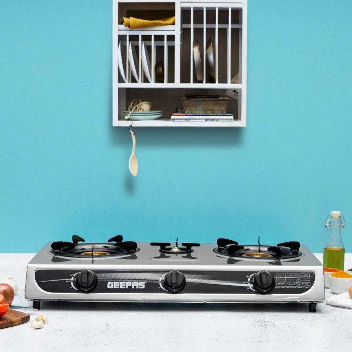 Geepas GGC31032 Stainless Steel Gas Cooker | 2 Burner Stove|  Auto Piezo Ignition | Flame Failure Safety  | Cast Iron Mixing Tube | Low Gas Consumption |Durable Design - Image 3