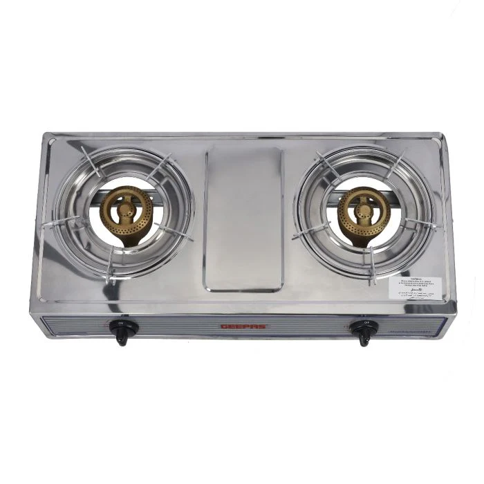 Geepas Stainless Steel Gas Cooker GGC31033 | 2 Burner Gas Stove | Heavy-Duty Cast Iron Burners| Automatic Ignition System| Durable Stainless Steel Body|2 Years Warranty - Image 5