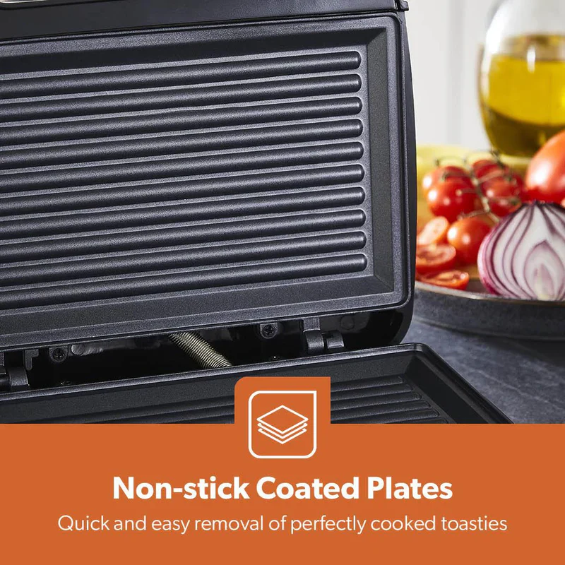 Geepas GGM6001 Stainless Steel Grill Maker | 2 Slice Capacity| 750W Power| Non-Stick Plates| Overheat Protection| Power Indicator| Easy to Clean|  2 Years Warranty - Image 6