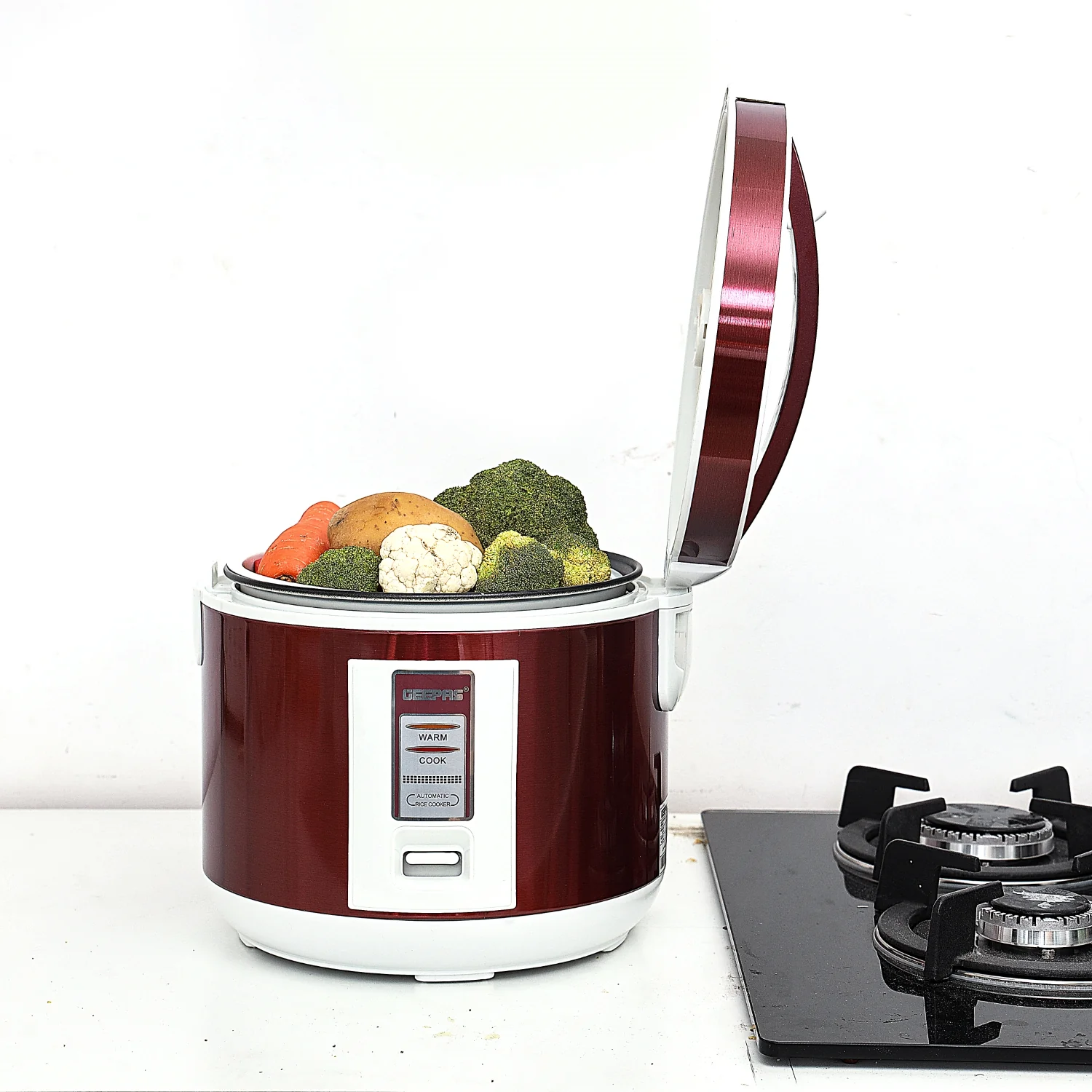 Geepas Stainless Steel Rice Cooker GRC4328 | 1.5L Capacity |Cook, Steam & Keep Warm | Durable Stainless Steel Body, Non-Stick Inner Pot & Easy to Clean | 2 Years Warranty - Image 3