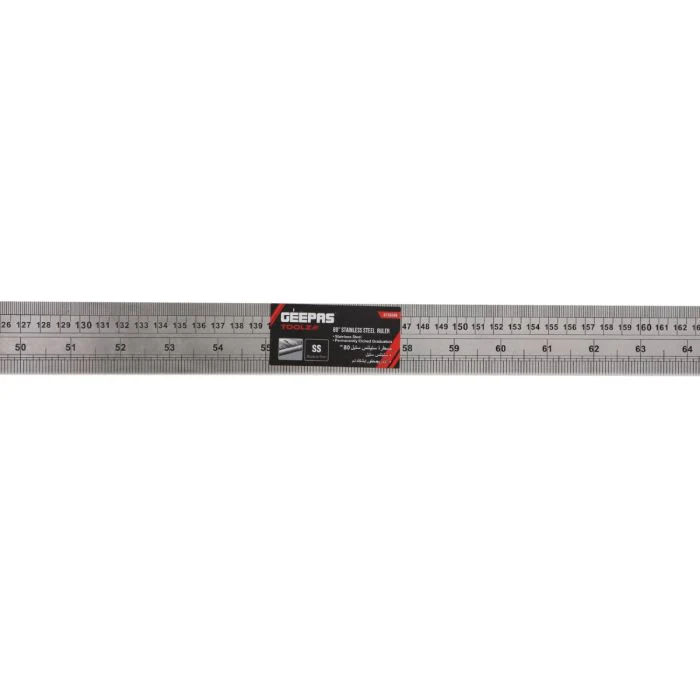 Geepas Stainless Steel Ruler - 200cm Precision Metal Ruler for Accurate Easy to Read Measurements for Office Engineering Drawings with Conversion Tables - Hanging Hole for Storage/A - Image 4
