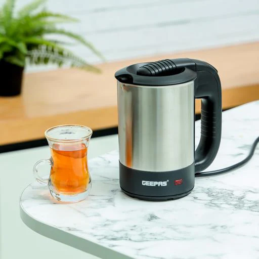 Geepas Stainless Steel Travel Kettle 0.5L GK175 | 1100W Compact Electric Kettle| Stainless Steel Housing| Fast Boil| Auto Shut-Off| Boil Dry Protection| 2 Years Warranty - Image 2