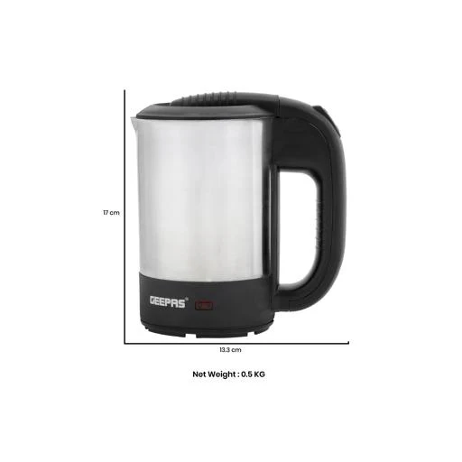 Geepas Stainless Steel Travel Kettle 0.5L GK175 | 1100W Compact Electric Kettle| Stainless Steel Housing| Fast Boil| Auto Shut-Off| Boil Dry Protection| 2 Years Warranty - Image 6