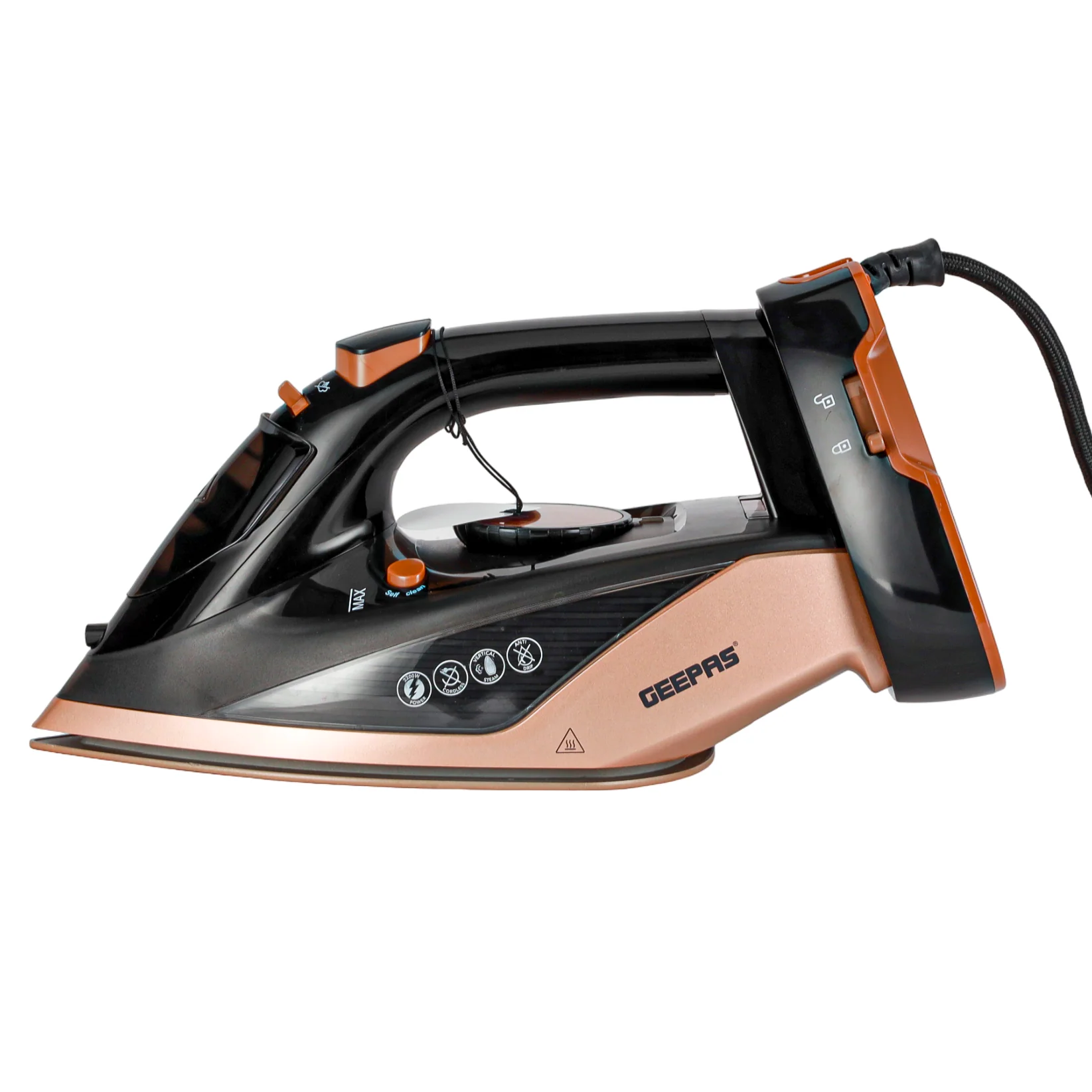 Geepas Steam Iron- GSI7785 Cord and Cordless Use,Ceramic-Coated Soleplate and Self-Cleaning Function, 350 ml Water Tank, Suitable for All Kinds of Fabric, 2200 W Power,2 Years Warranty, Rose Gold and Black - Image 11