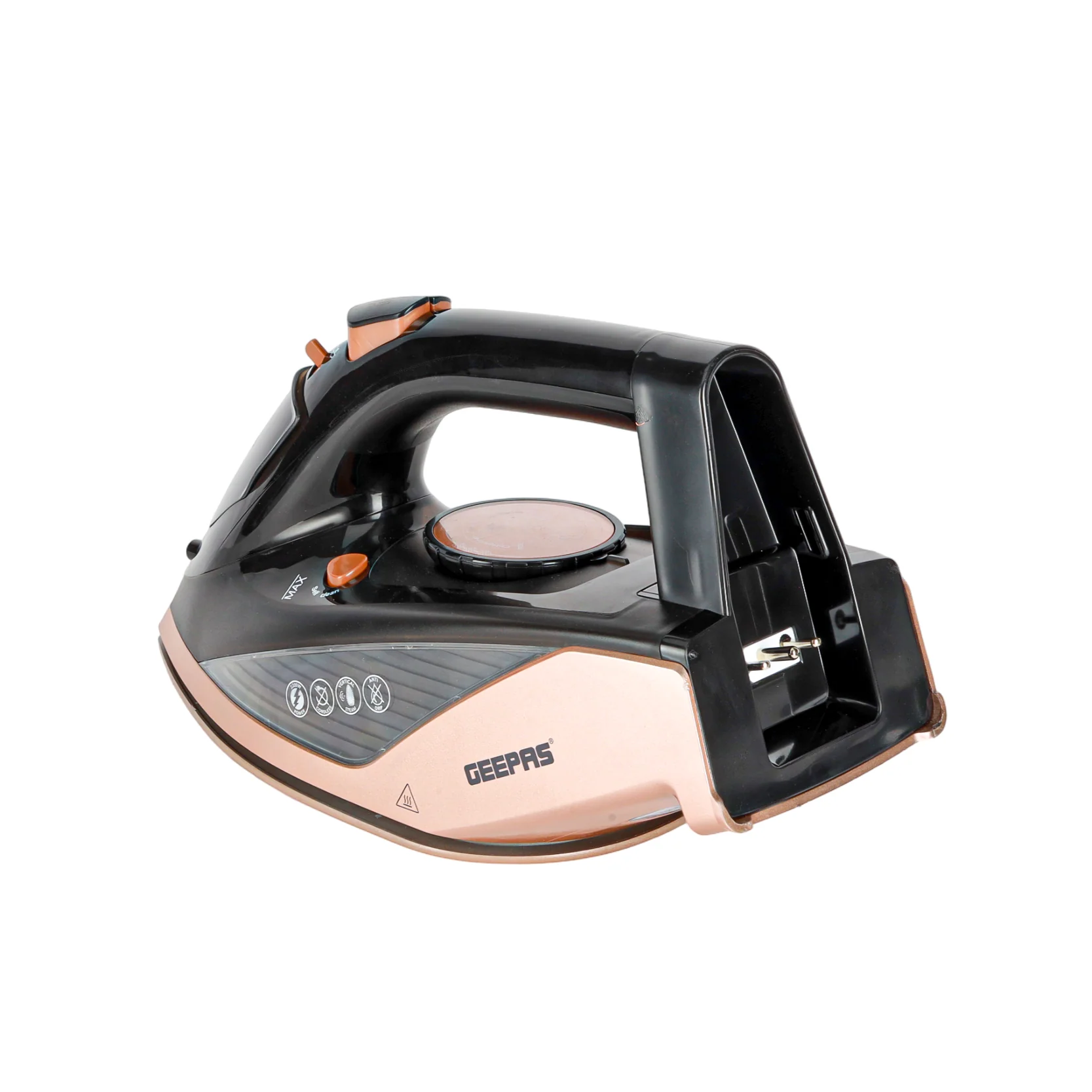 Geepas Steam Iron- GSI7785 Cord and Cordless Use,Ceramic-Coated Soleplate and Self-Cleaning Function, 350 ml Water Tank, Suitable for All Kinds of Fabric, 2200 W Power,2 Years Warranty, Rose Gold and Black - Image 5