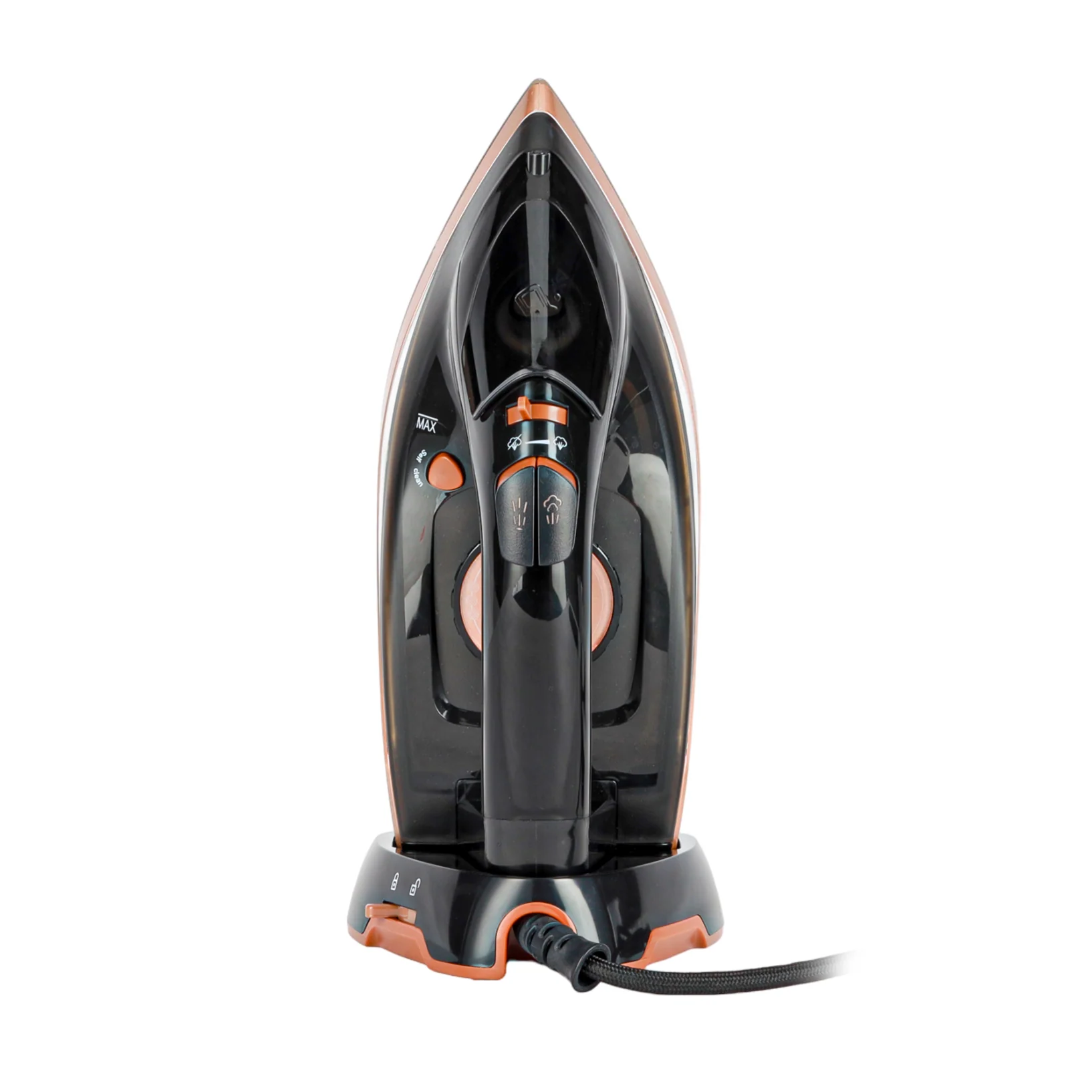 Geepas Steam Iron- GSI7785 Cord and Cordless Use,Ceramic-Coated Soleplate and Self-Cleaning Function, 350 ml Water Tank, Suitable for All Kinds of Fabric, 2200 W Power,2 Years Warranty, Rose Gold and Black - Image 6