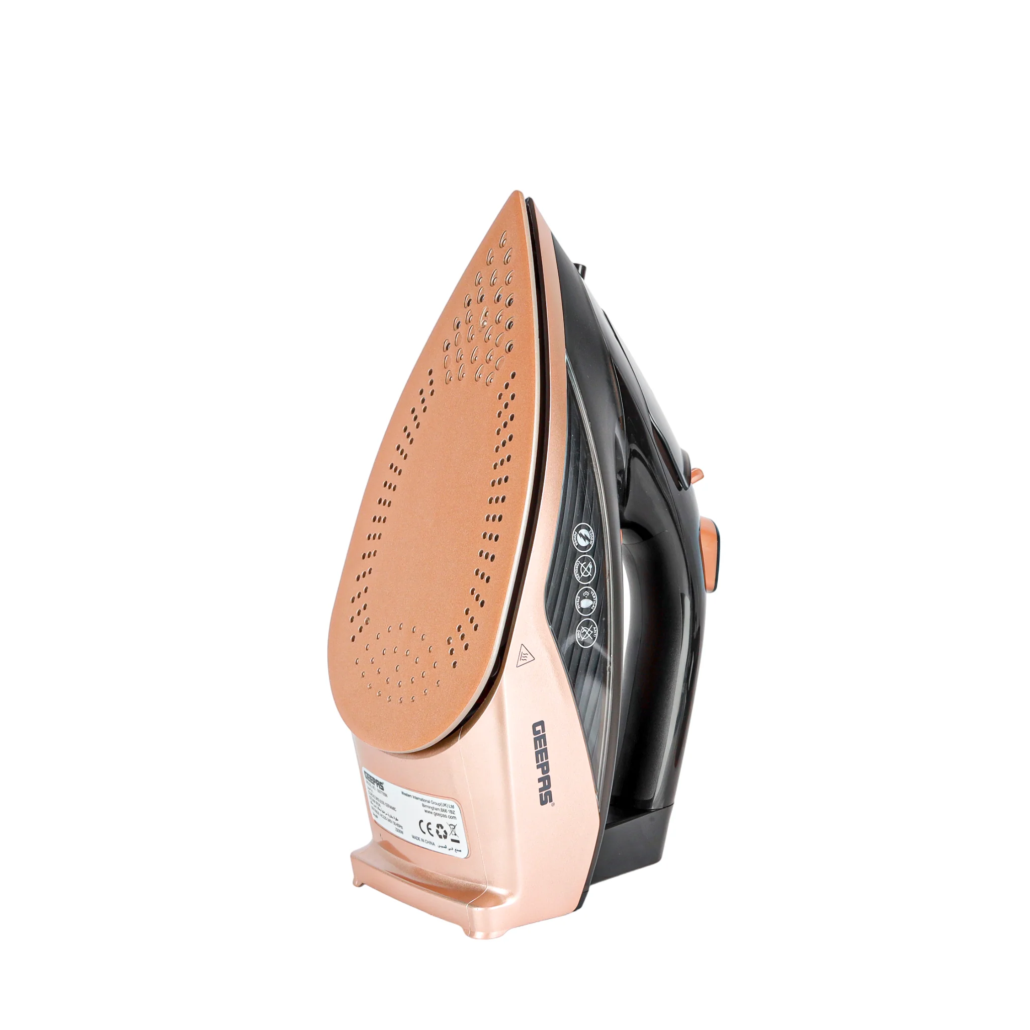 Geepas Steam Iron- GSI7785 Cord and Cordless Use,Ceramic-Coated Soleplate and Self-Cleaning Function, 350 ml Water Tank, Suitable for All Kinds of Fabric, 2200 W Power,2 Years Warranty, Rose Gold and Black - Image 9