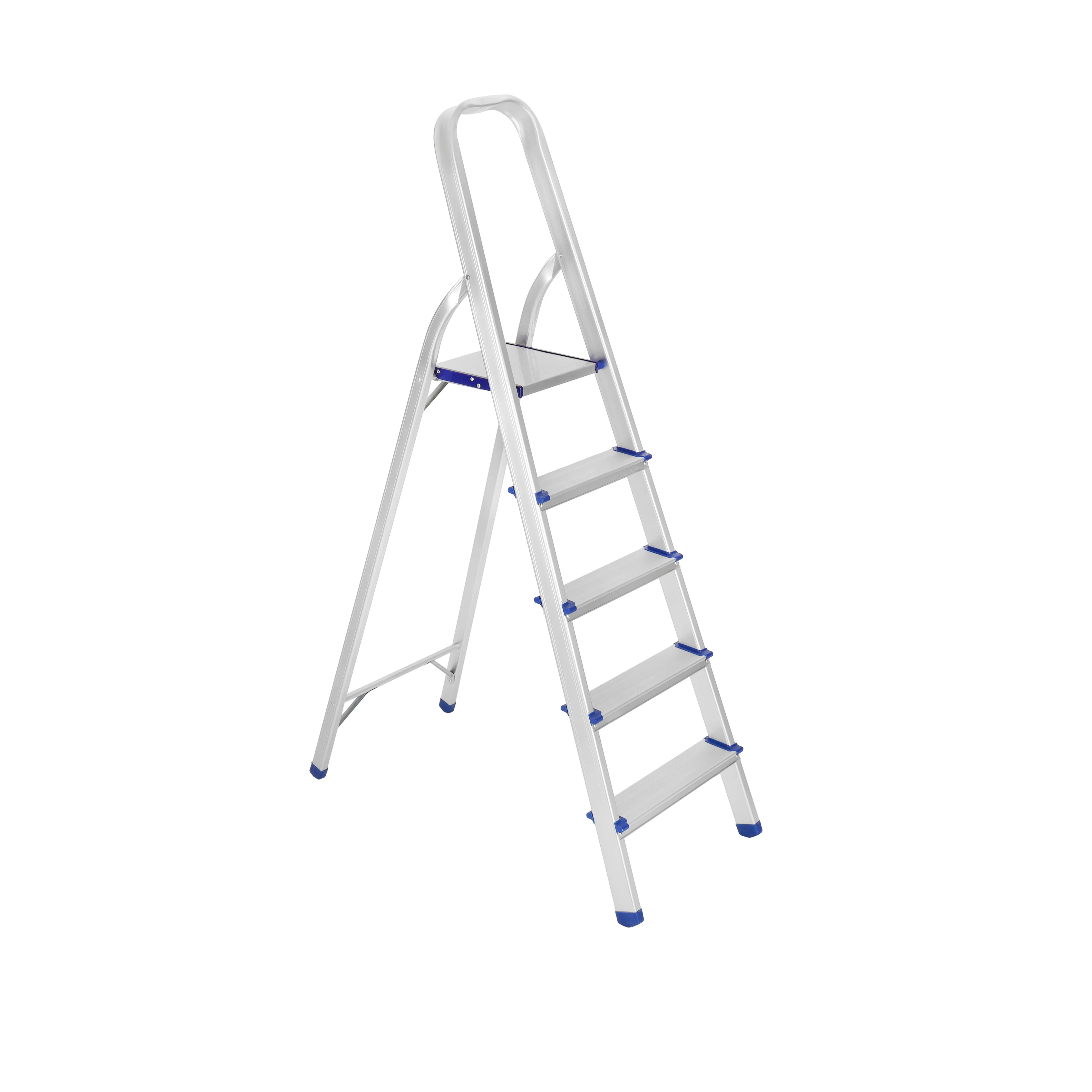 Geepas Toolz GT59484 Aluminium Household 5 Steps Ladder  | Heavy-Duty Folding Home Step Ladder | Anti-Slip Steps | Stable Frame and 150kg Load Capacity | Lightweight - Image 2