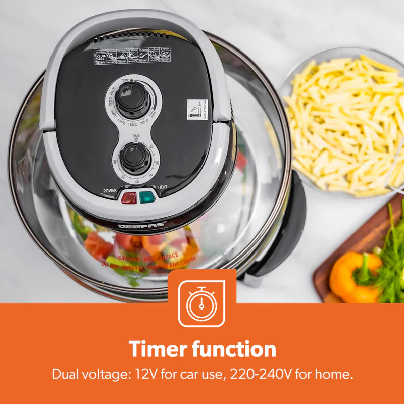 Geepas Turbo Halogen Oven GHO34048UK | 17L Capacity | Oil-Free & Fast Cooking | Adjustable Temperature Control | Powerful & Energy Efficient Design | 2 Years Warranty - Image 6