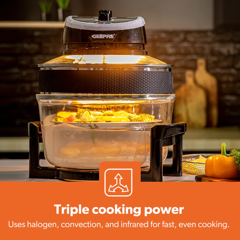 Geepas Turbo Halogen Oven GHO34048UK | 17L Capacity | Oil-Free & Fast Cooking | Adjustable Temperature Control | Powerful & Energy Efficient Design | 2 Years Warranty - Image 7