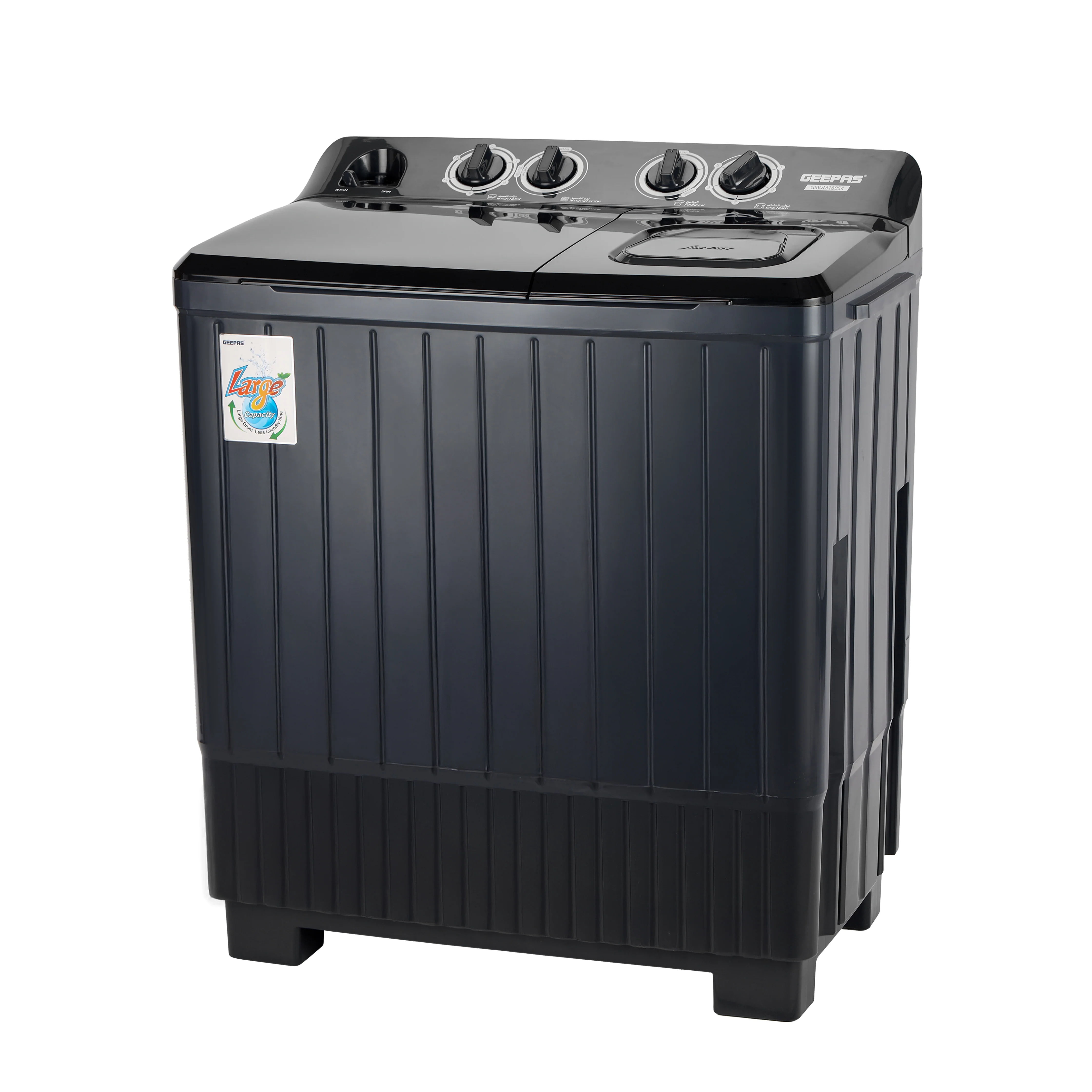 Geepas Twin Tub Washing Machine- GSWM18054/ Semi-Automatic, Equipped with Big Pulsator and Spin Dry/ Efficient Performance and Classic Design/ Perfect for Home, Apartments - Image 4