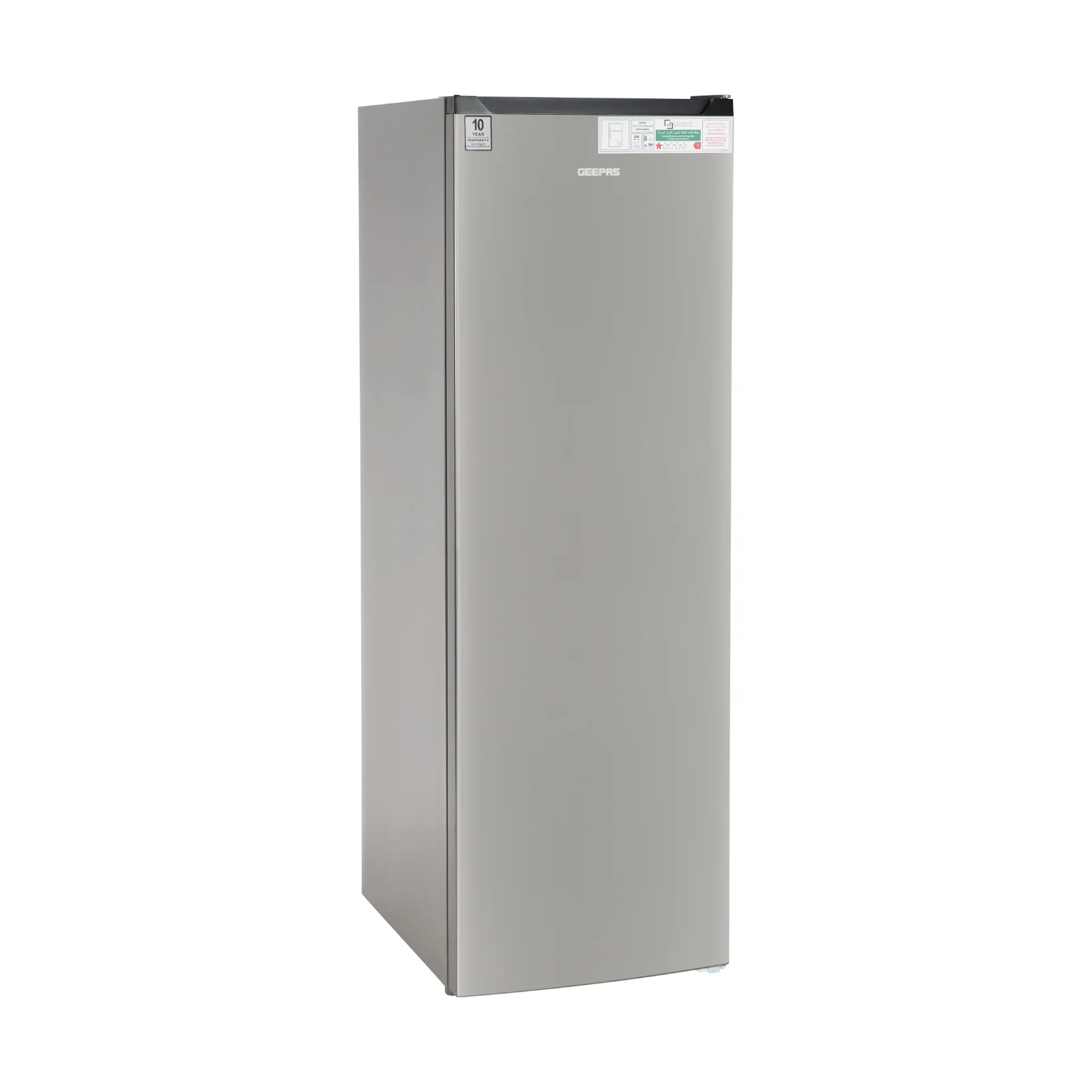 Geepas Upright Freezer 270L -GRFU2706XHN | No Frost Technology, Energy-Efficient Inverter Compressor, Spacious Storage, Stainless Steel Finish for Modern Kitchens - Image 2