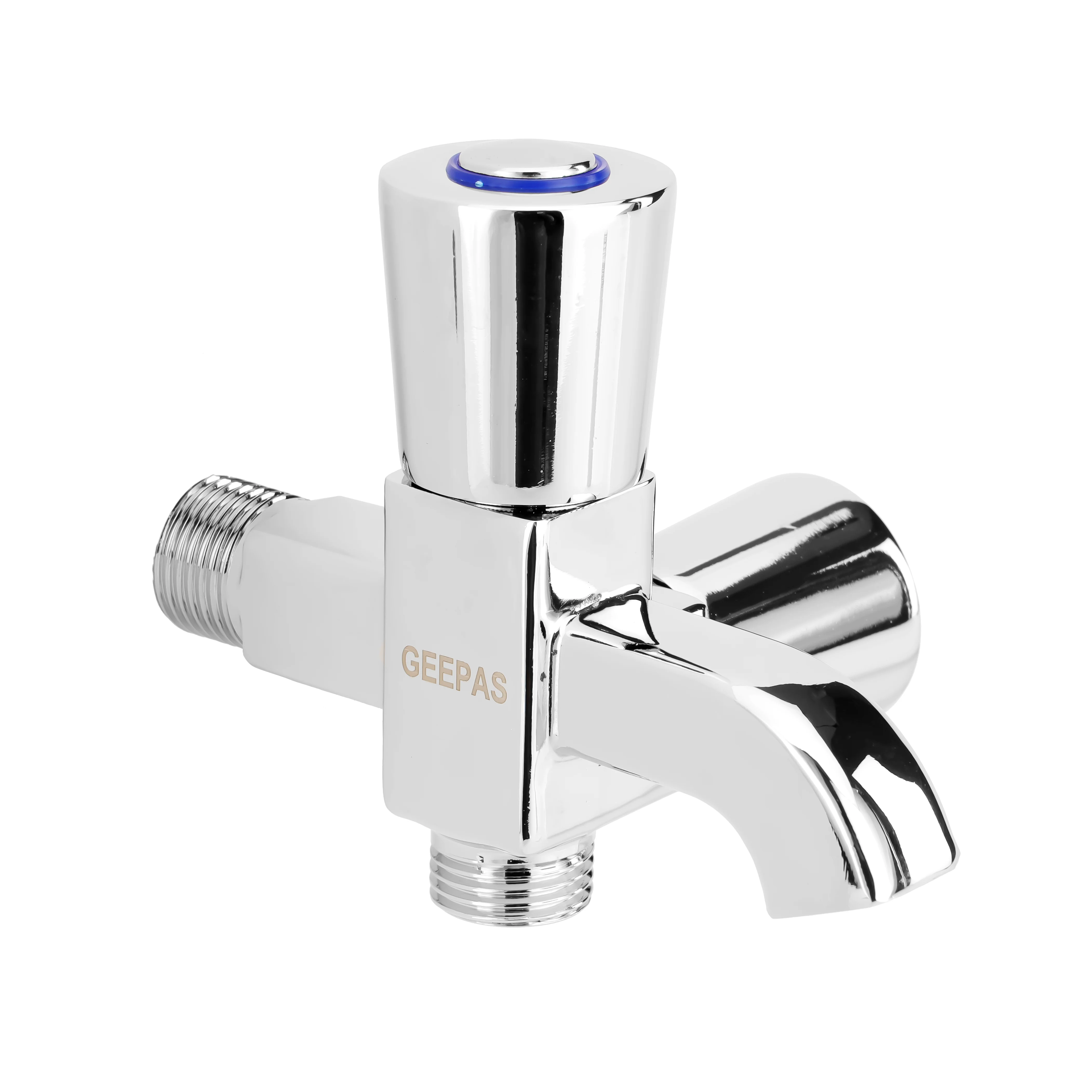 Geepas Wall Mounted 2-IN-1 Bib Tap GSW61138 | Brass tap with chrome finish, solid lever handle, ceramic cartridge, single hole install, Suitable for Toilets, Lavatory Etc - Image 3