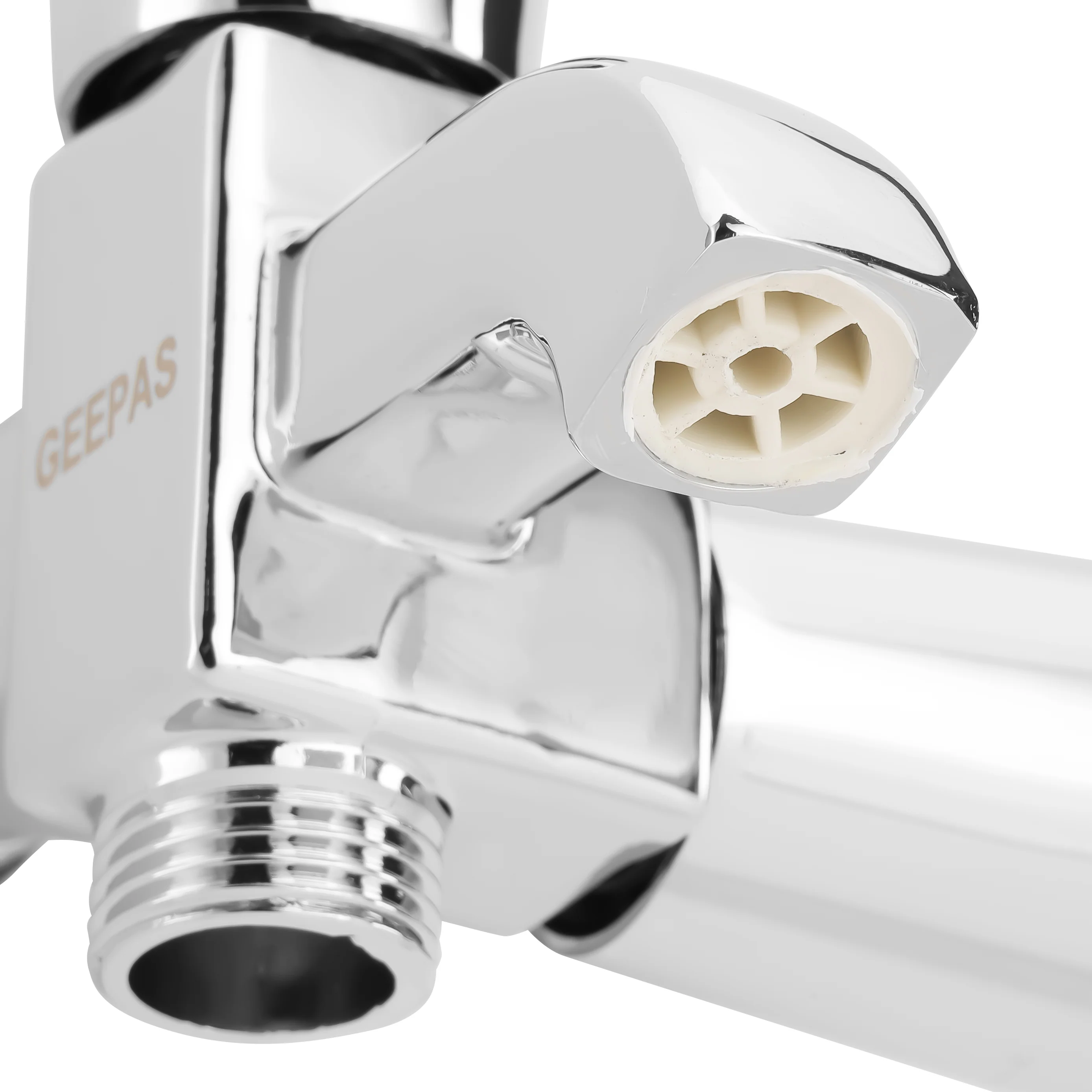 Geepas Wall Mounted 2-IN-1 Bib Tap GSW61138 | Brass tap with chrome finish, solid lever handle, ceramic cartridge, single hole install, Suitable for Toilets, Lavatory Etc - Image 5
